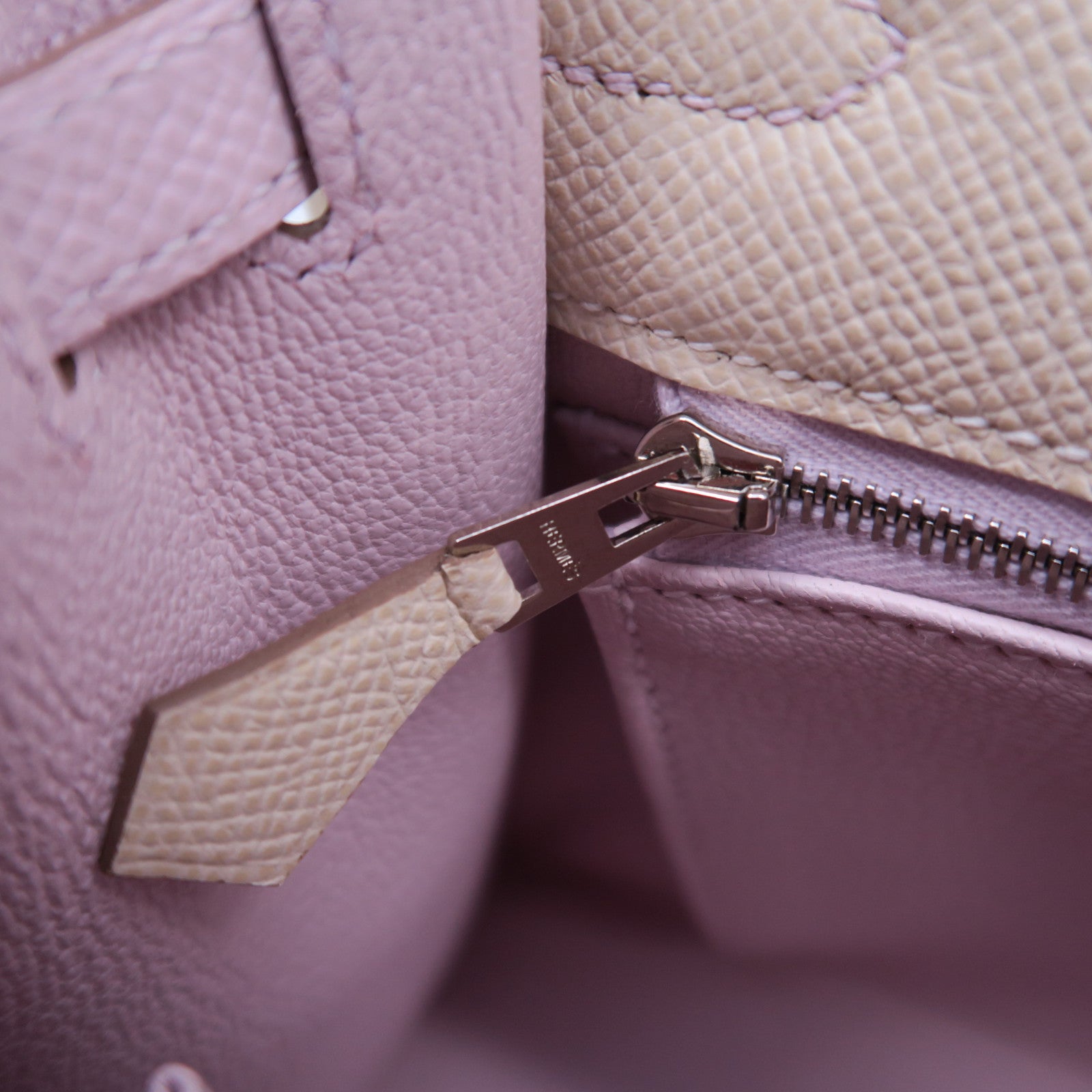 HERMES Epsom皮革Kelly 25銀扣手挽肩背兩用袋Craie奶昔白色/Mauve Pale夢幻粉紫色/Gold經典駝色