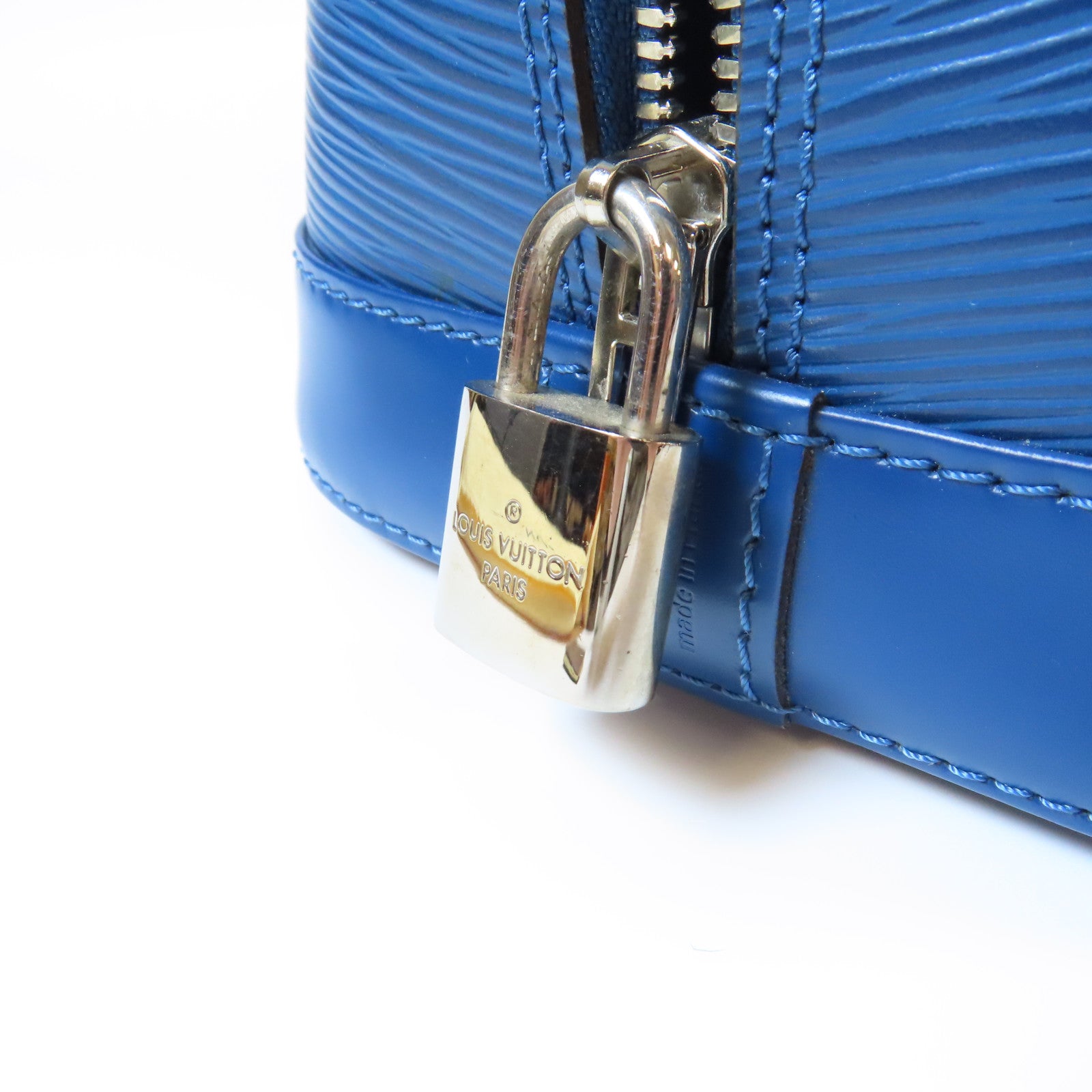 LOUIS VUITTON Epi Alma PM銀扣手挽袋藍色