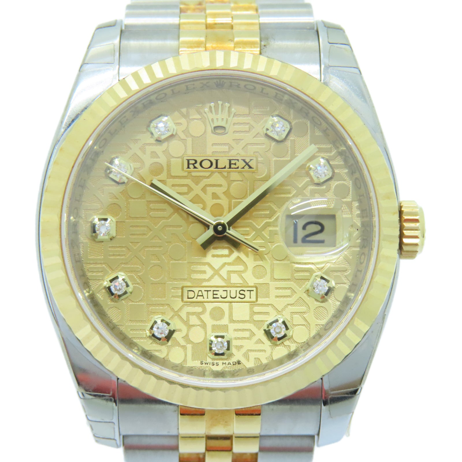 ROLEX Oyster Perpetual 18K黄金/不锈钢手表自动机芯金色