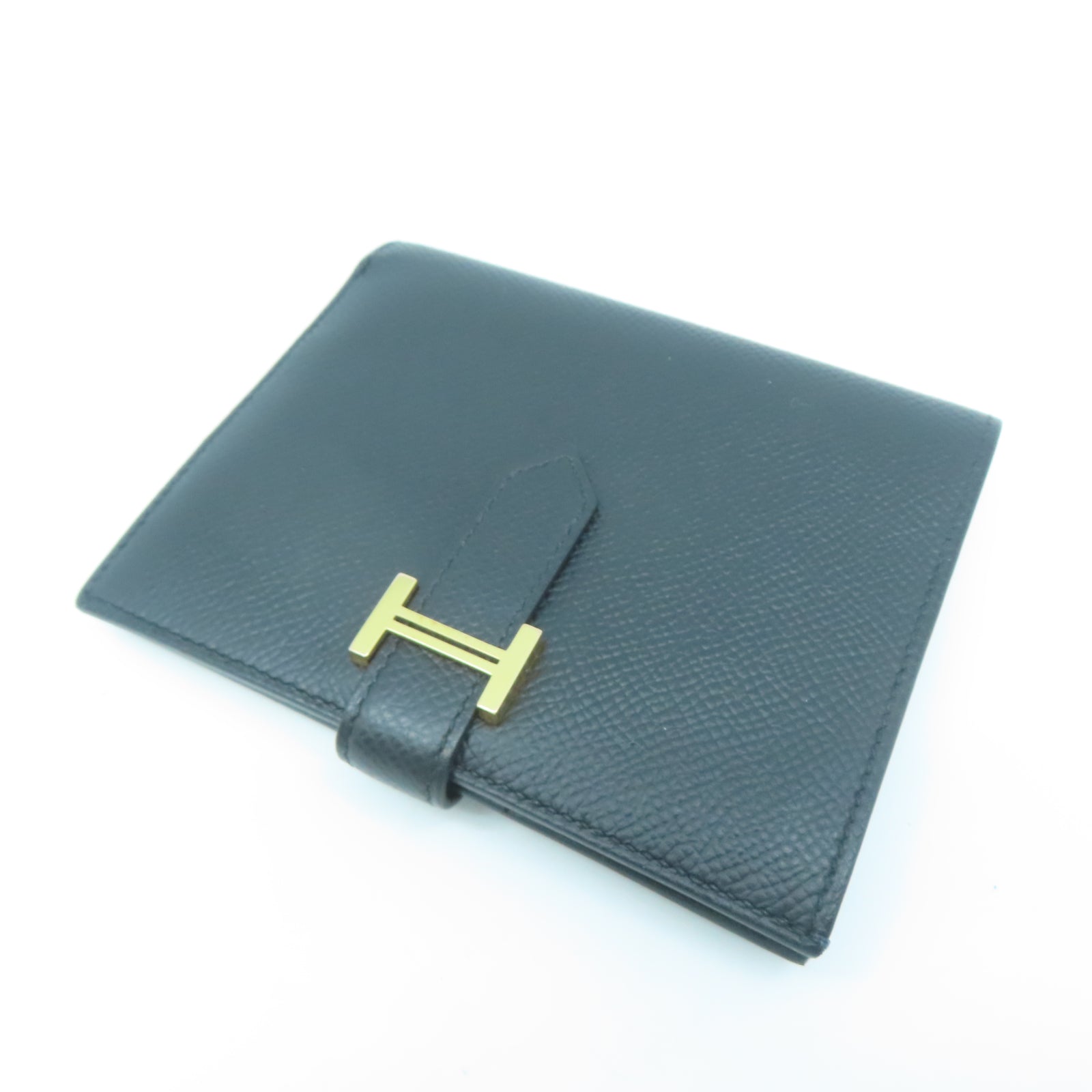 HERMES Veau Epsom皮革Bearn Wallet金扣錢包黑色