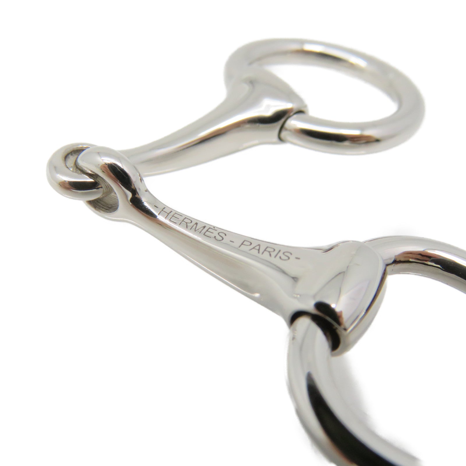 HERMES Metal Kintan Mors Scarf Ring Silk Scarf Buckle Silver