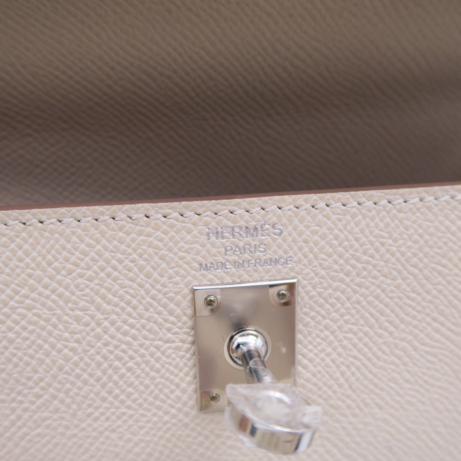 HERMES Epsom皮革Kelly 25銀扣手挽肩背兩用袋Craie奶昔白色/Mauve Pale夢幻粉紫色/Gold經典駝色