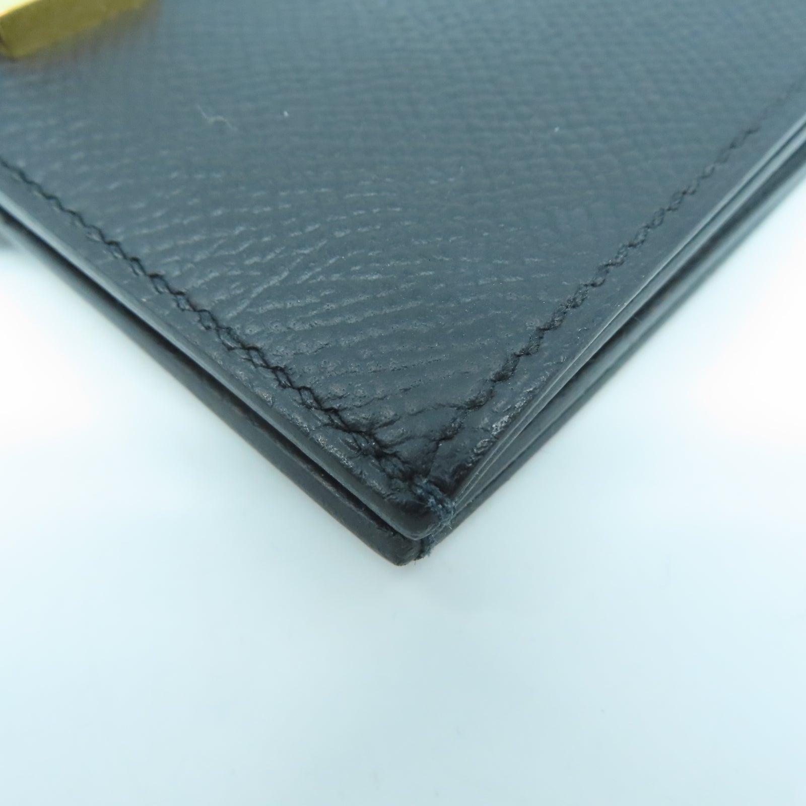 HERMES Veau Epsom皮革Bearn Wallet金扣錢包黑色