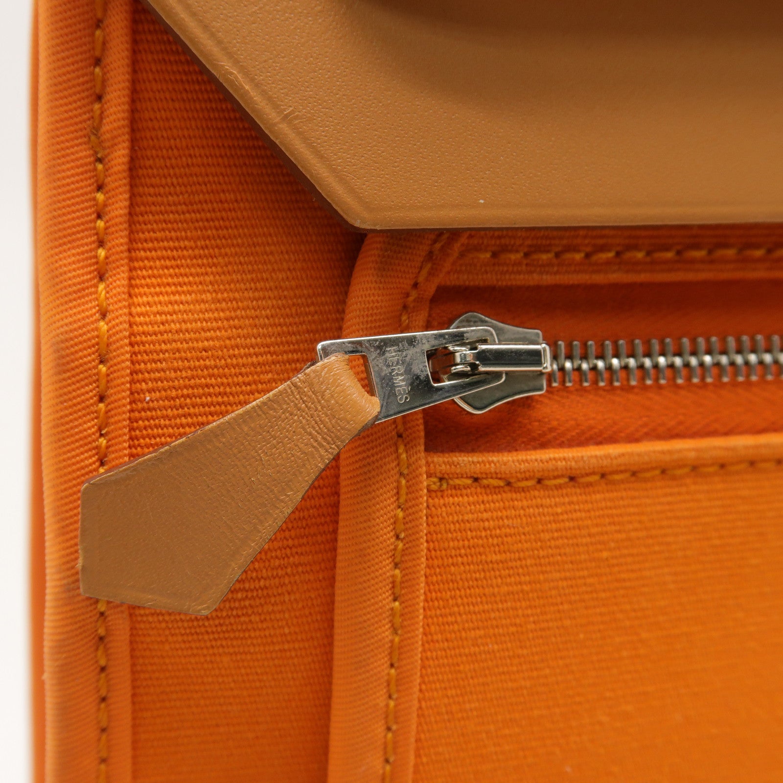 HERMES 帆布Herbag PM銀扣手挽肩背兩用袋橙色