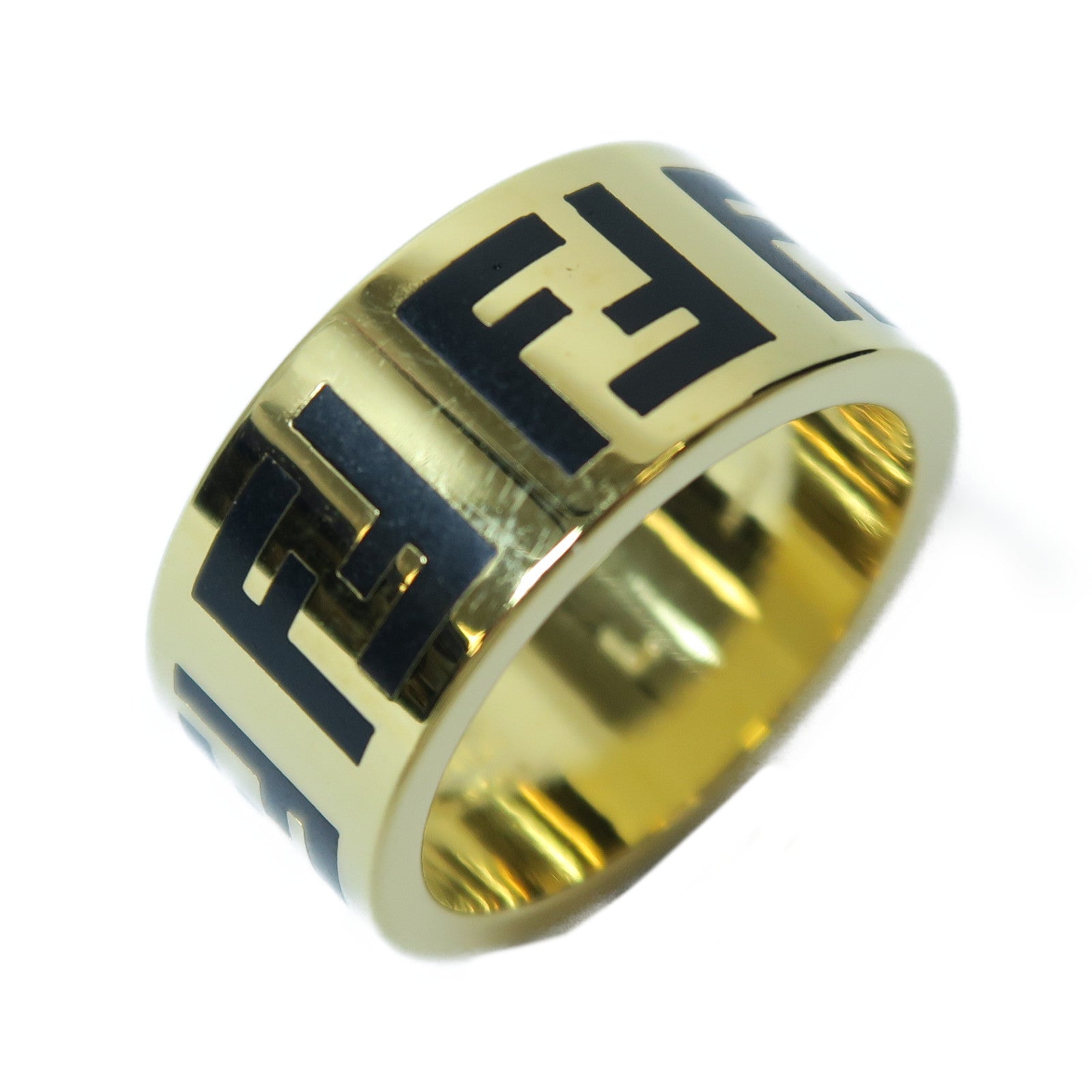 FENDI 金屬Ring戒指金色/黑色Fendi#L/US#8