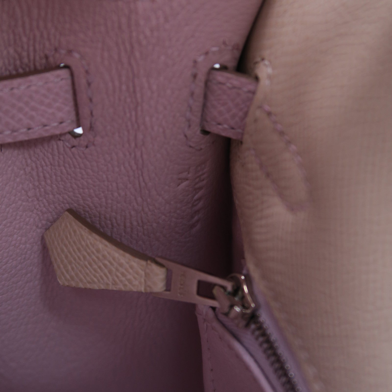 HERMES Epsom皮革Kelly 25銀扣手挽肩背兩用袋Craie奶昔白色/Mauve Pale夢幻粉紫色/Gold經典駝色