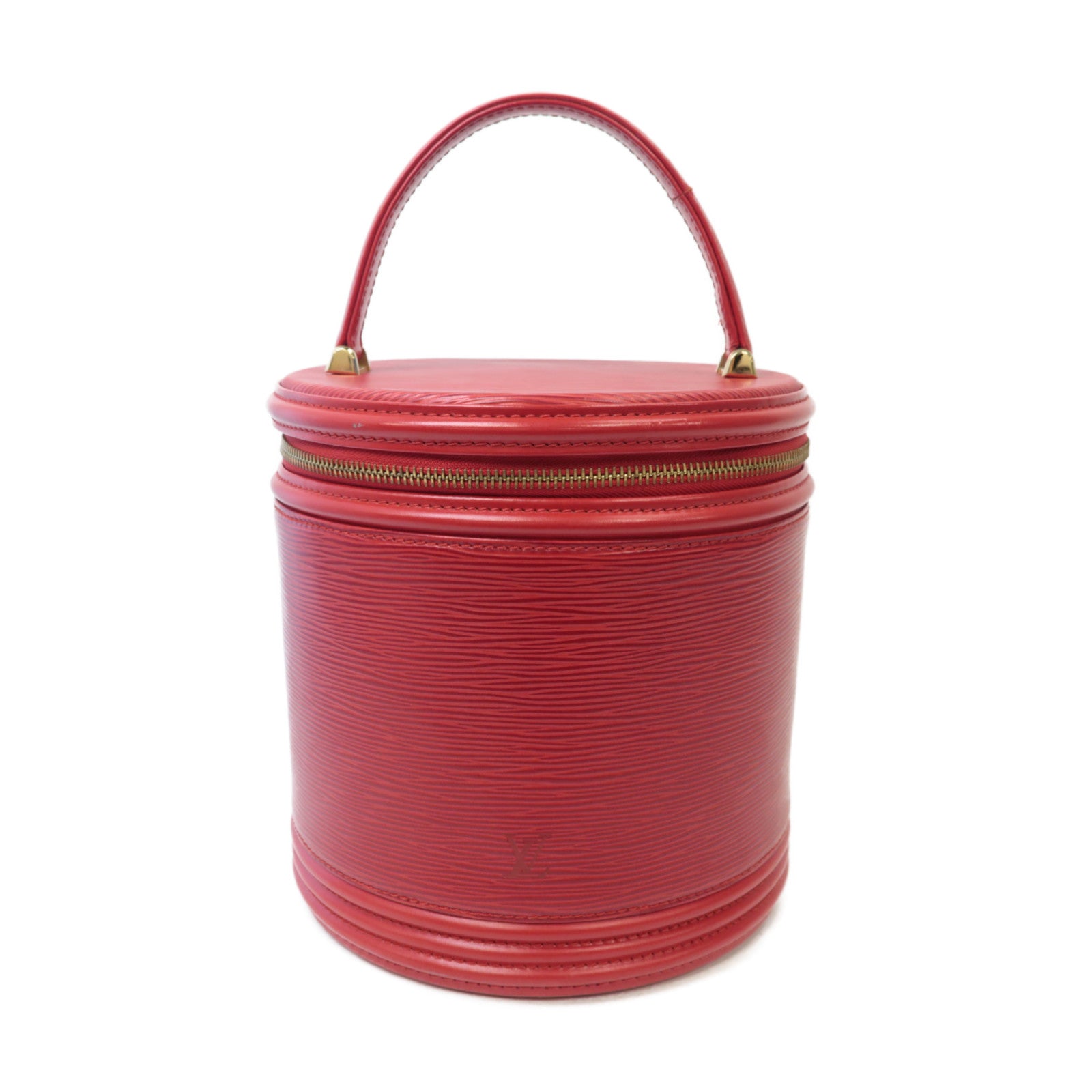 LOUIS VUITTON Epi Cannes金扣手挽袋紅色