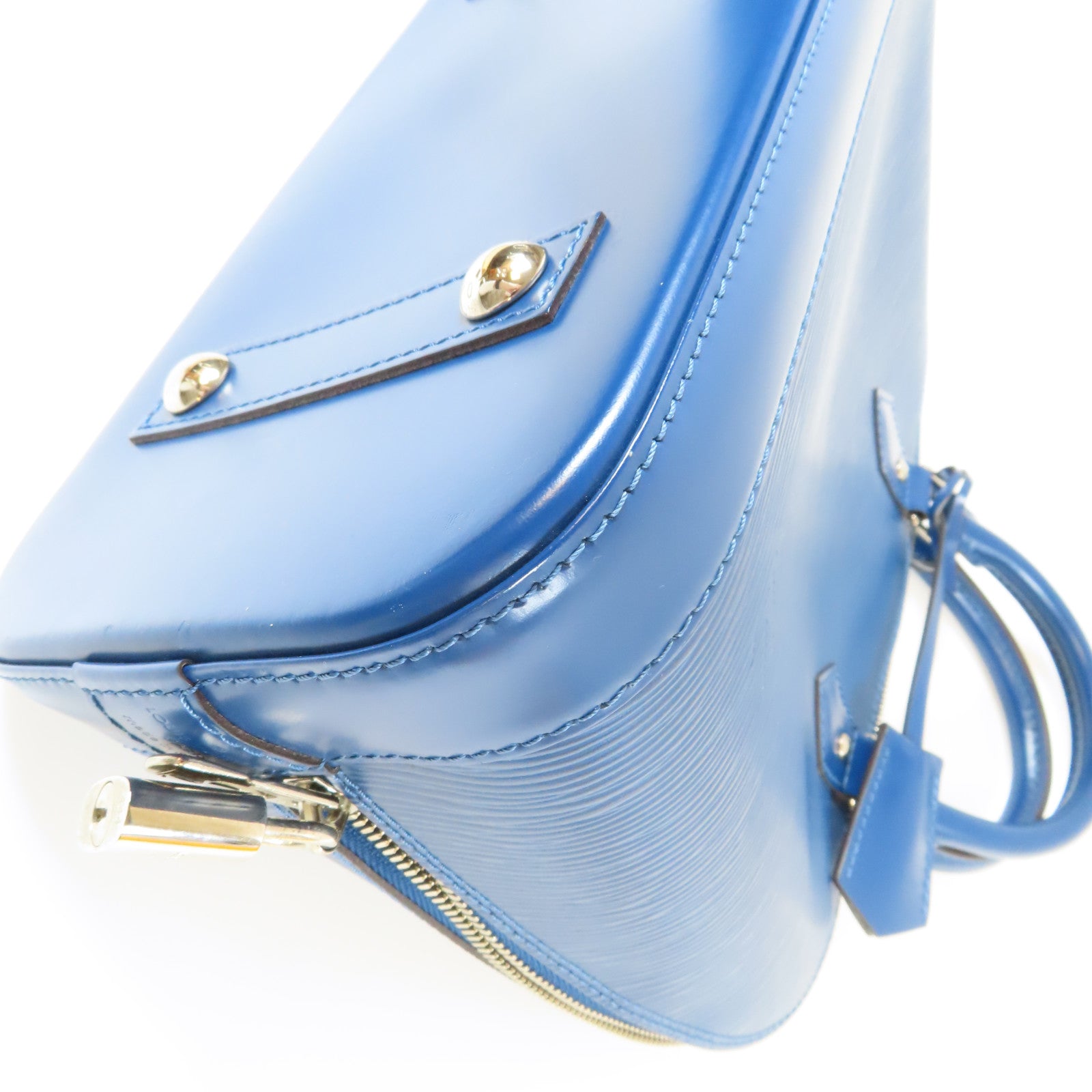 LOUIS VUITTON Epi Alma PM銀扣手挽袋藍色