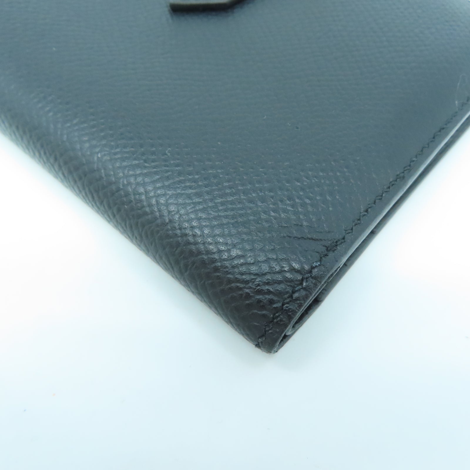 HERMES Veau Epsom皮革Bearn Wallet金扣錢包黑色
