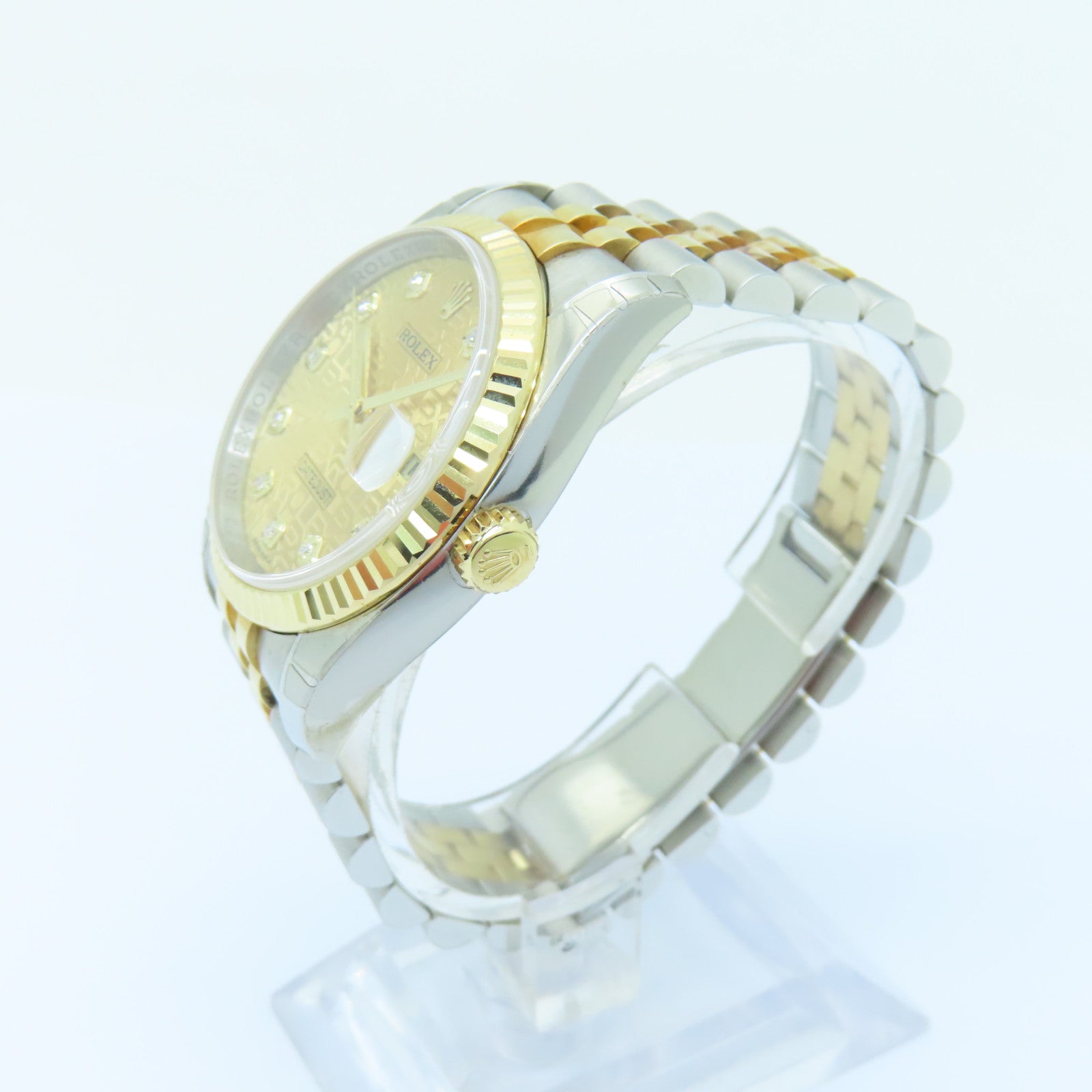 ROLEX Oyster Perpetual 18K黄金/不锈钢手表自动机芯金色