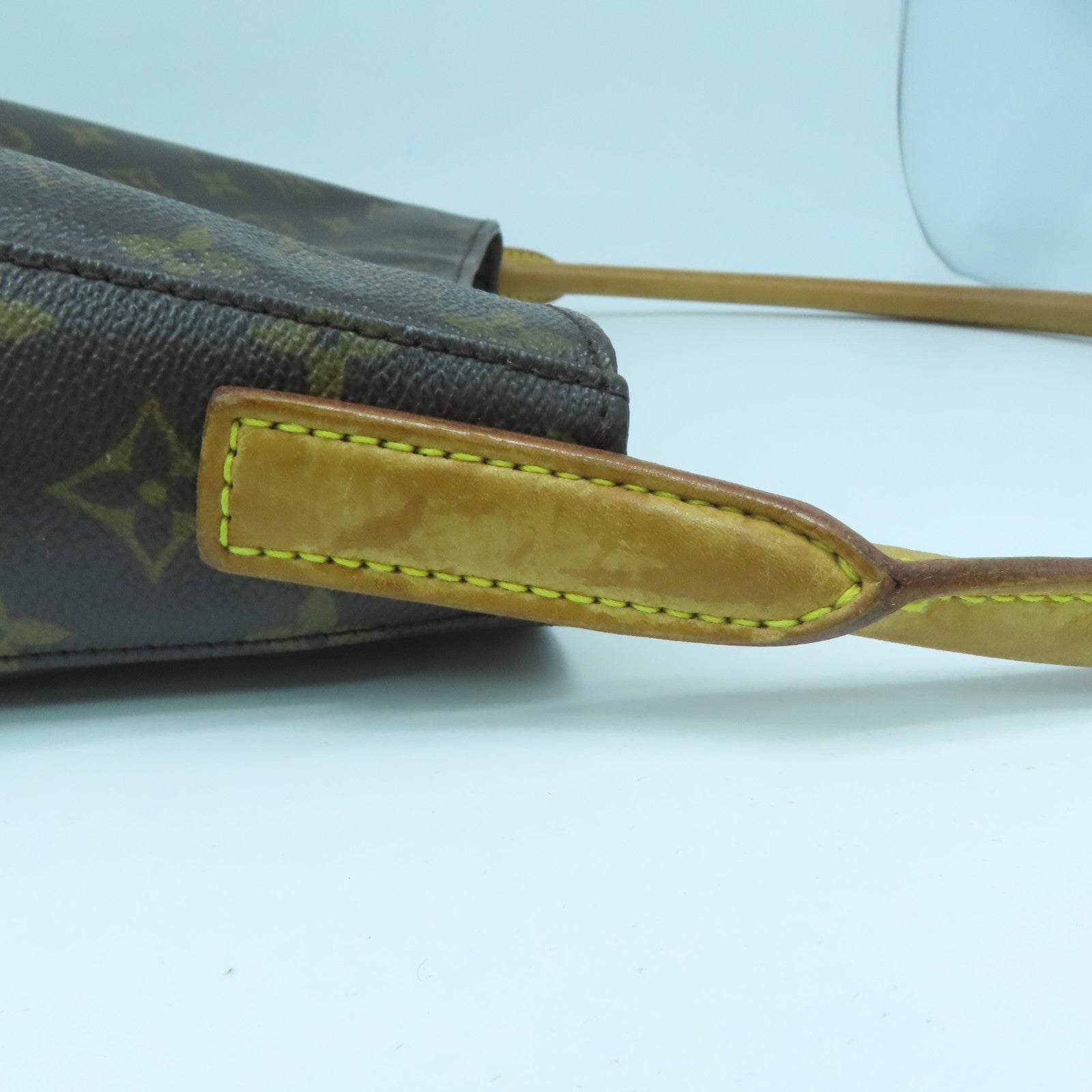 LOUIS VUITTON Monogram Looping GM Gold Buckle Shoulder Bag Brown
