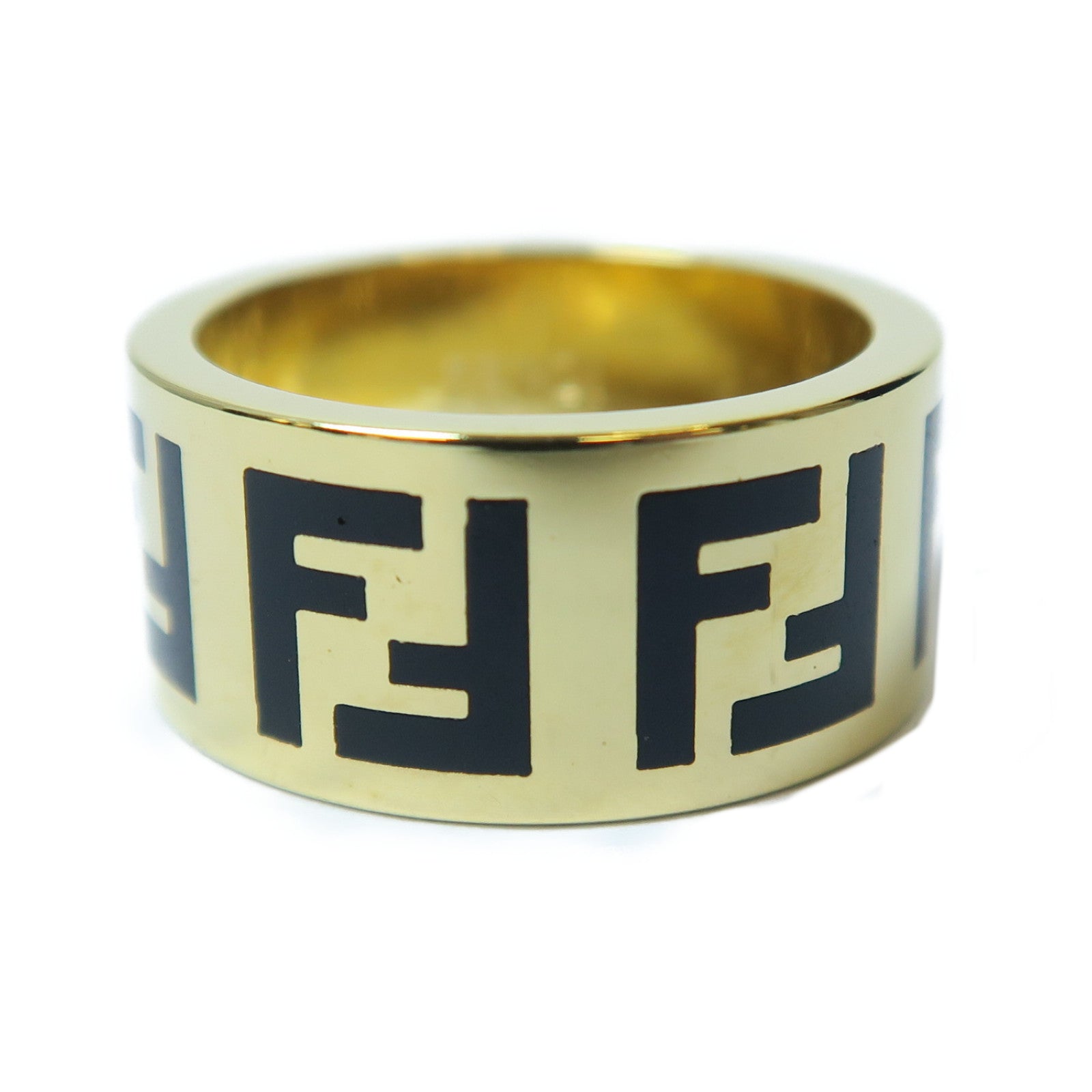 FENDI 金屬Ring戒指金色/黑色Fendi#L/US#8
