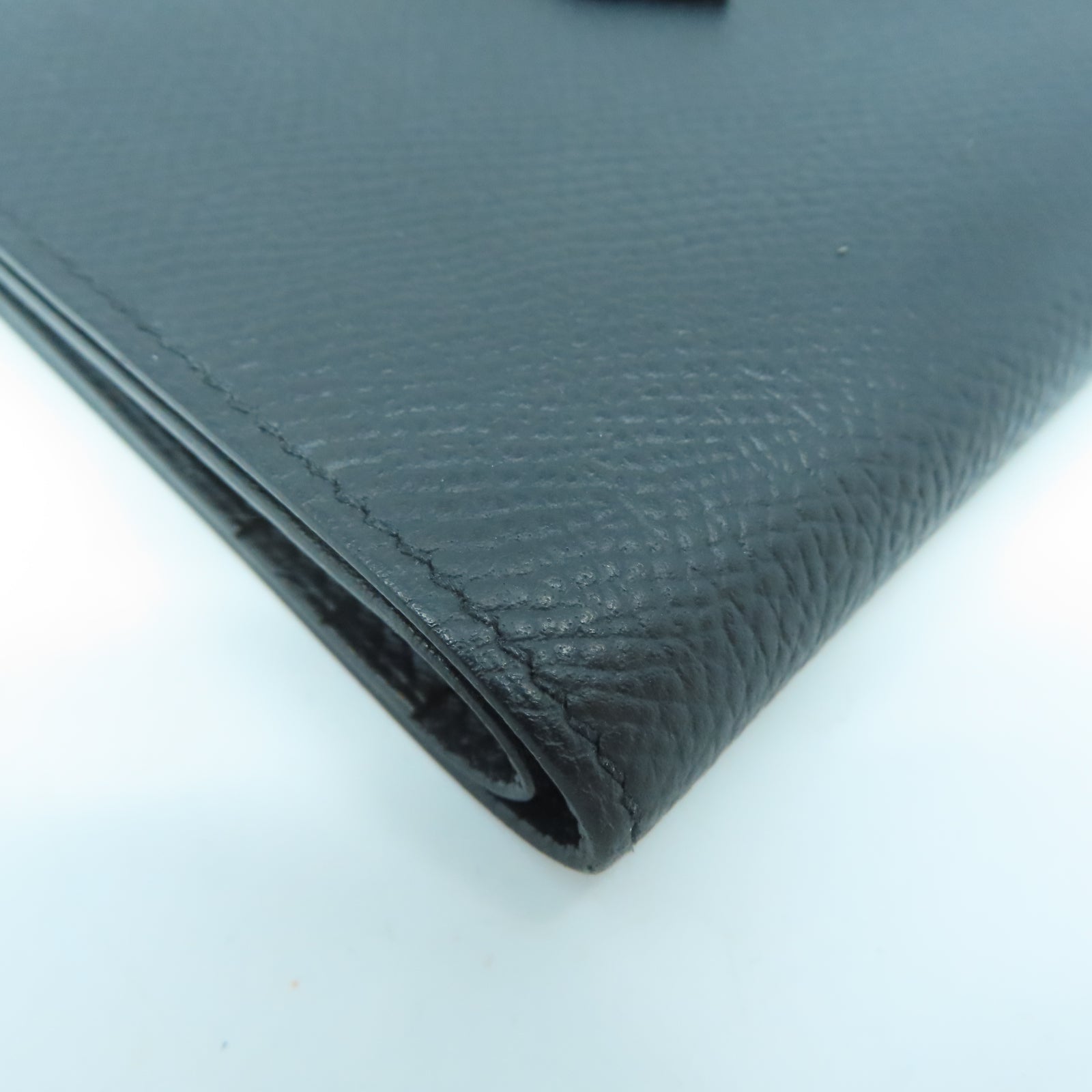 HERMES Veau Epsom皮革Bearn Wallet金扣錢包黑色