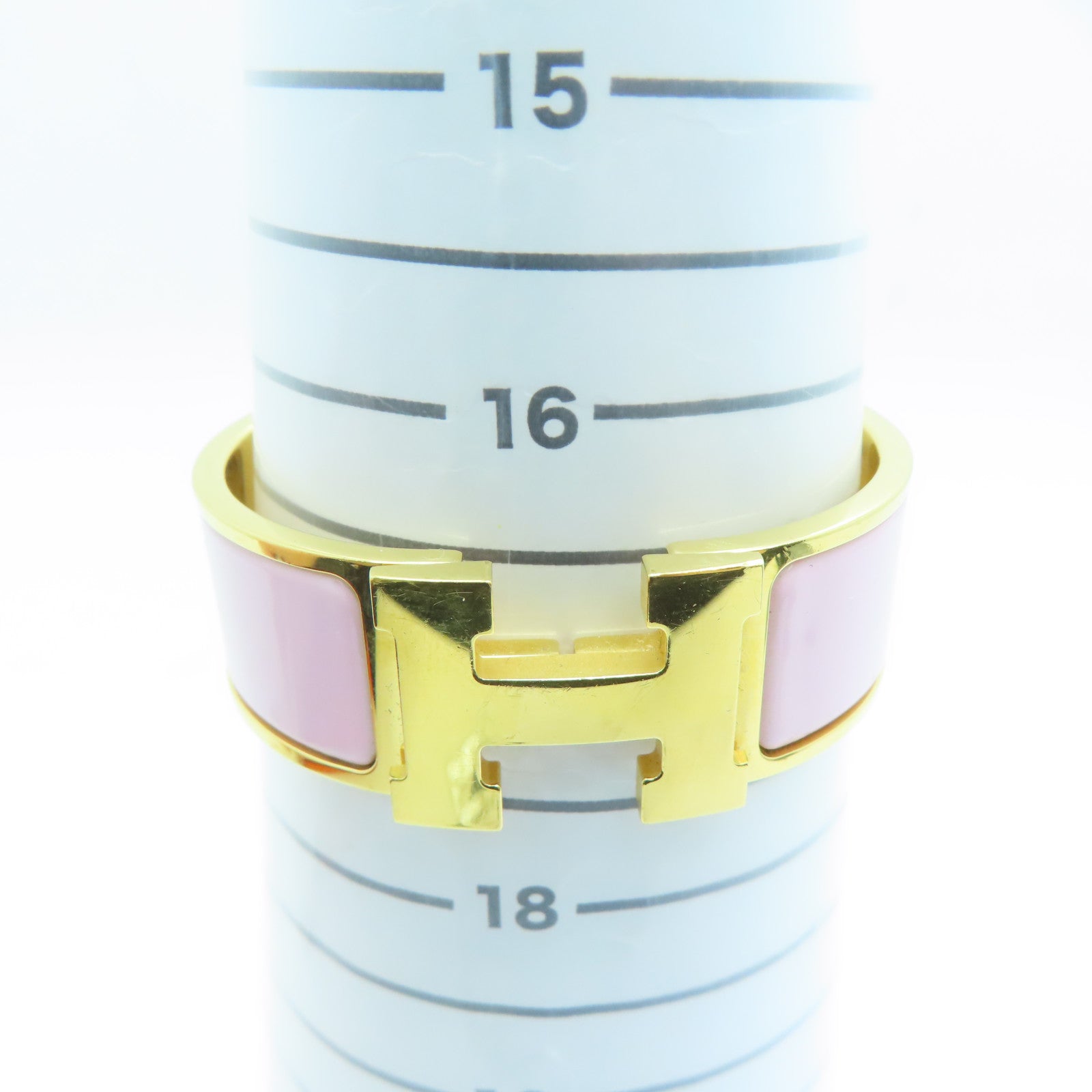 HERMES Metal Clic-Clac H Bracelet Gold Buckle Grip Pink
