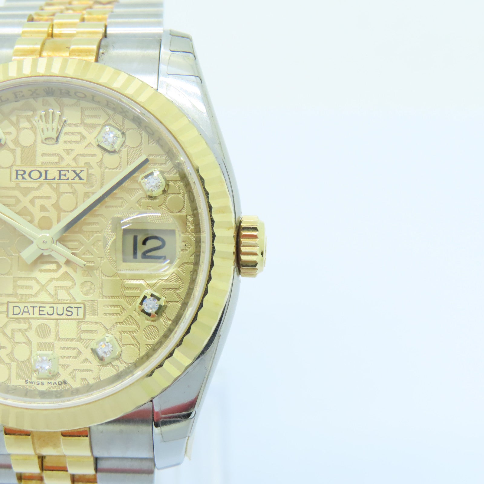 ROLEX Oyster Perpetual 18K黄金/不锈钢手表自动机芯金色