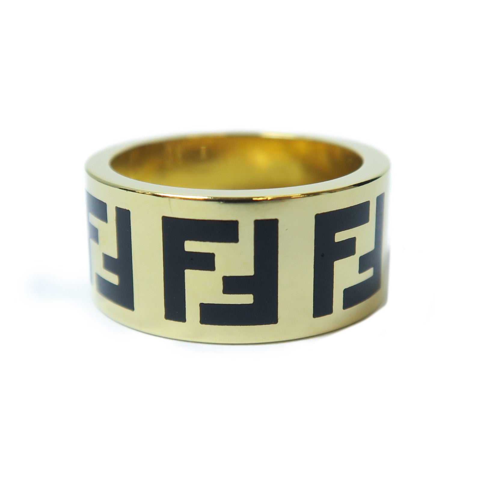 FENDI 金屬Ring戒指金色/黑色Fendi#L/US#8