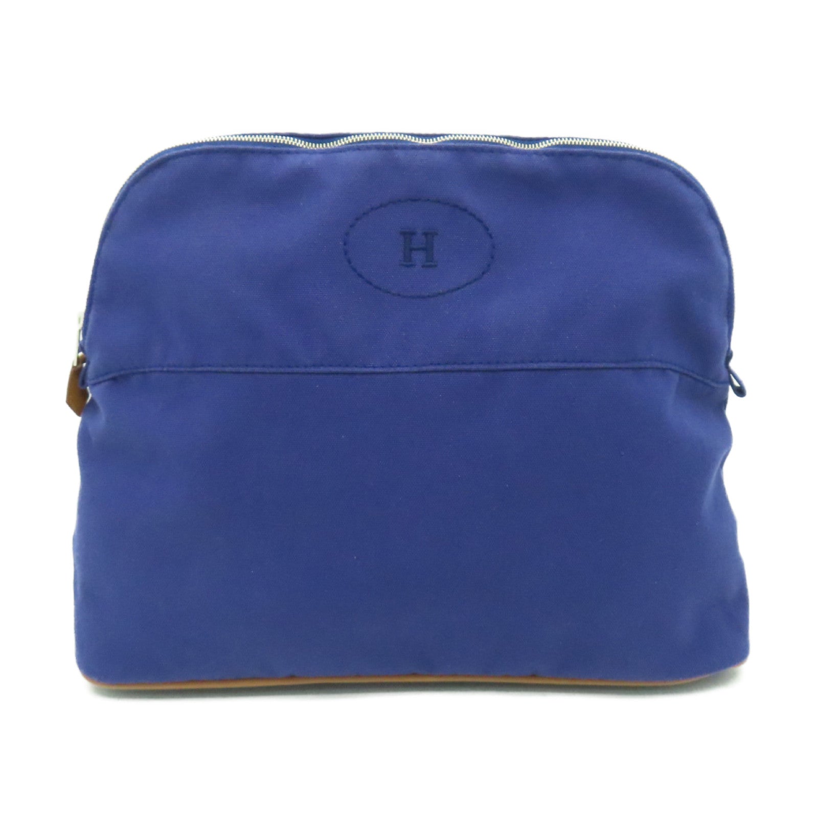 HERMES 帆布Bolide Pouch銀扣手拿包粉紅色