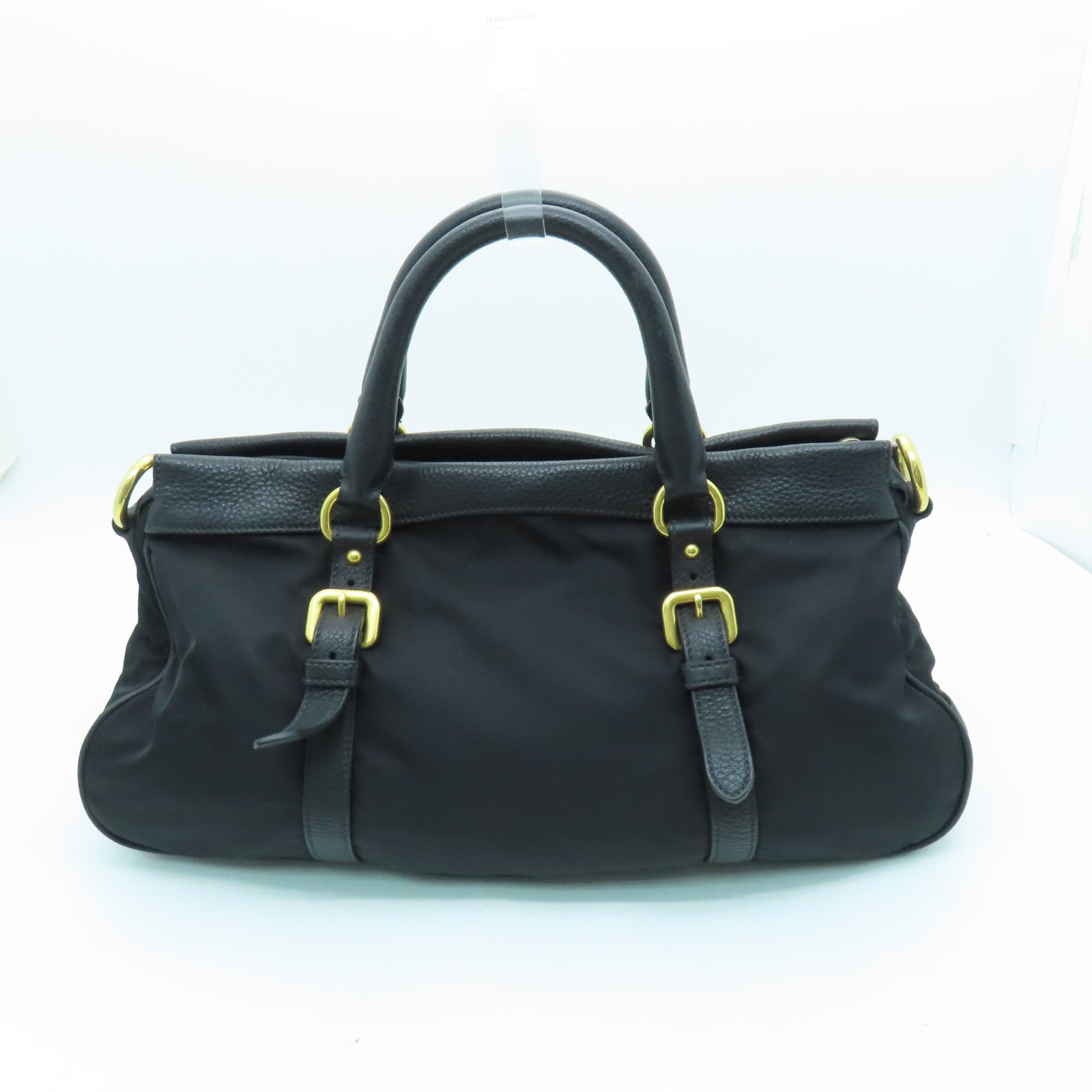 PRADA 尼龙Handbag金扣手挽袋黑色