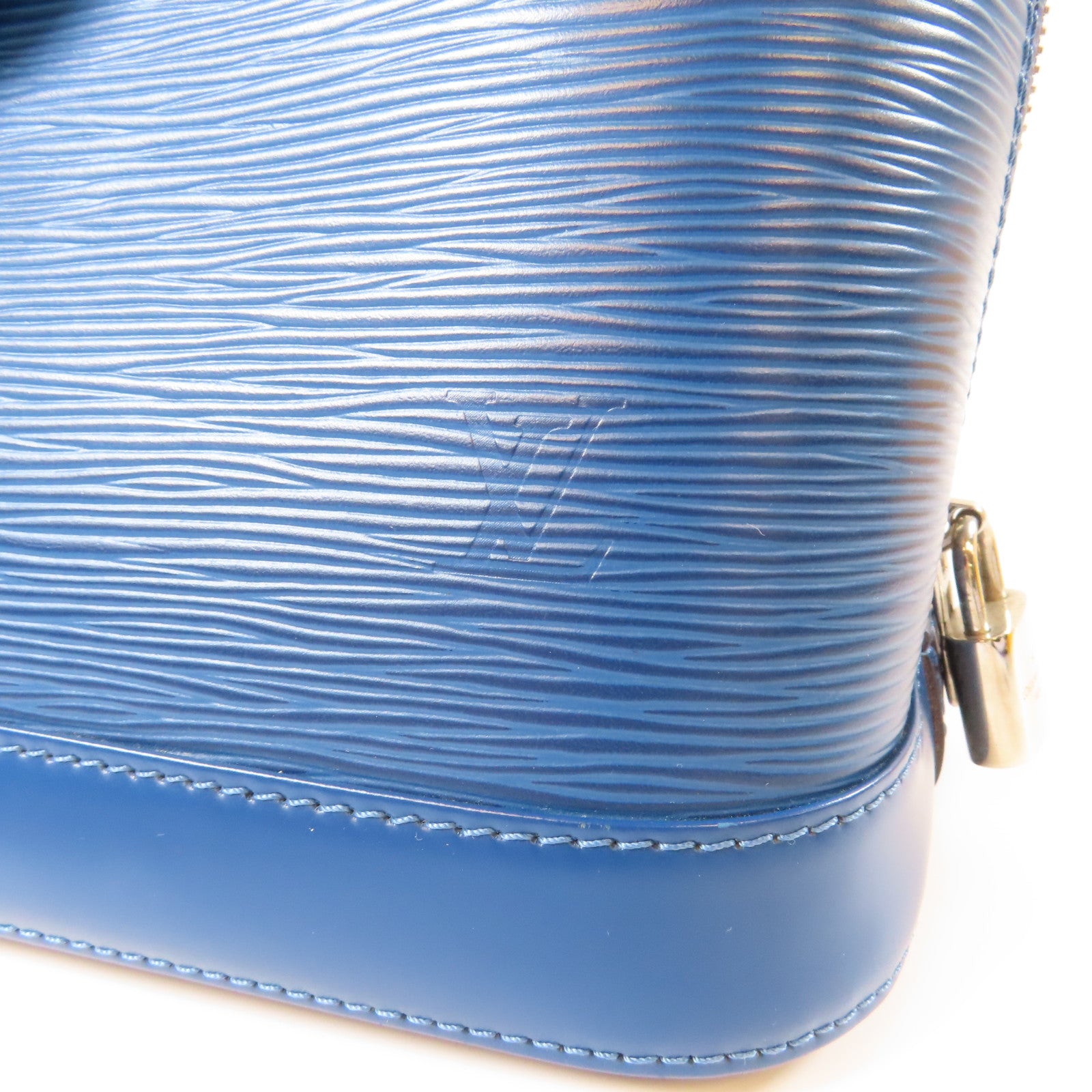 LOUIS VUITTON Epi Alma PM銀扣手挽袋藍色