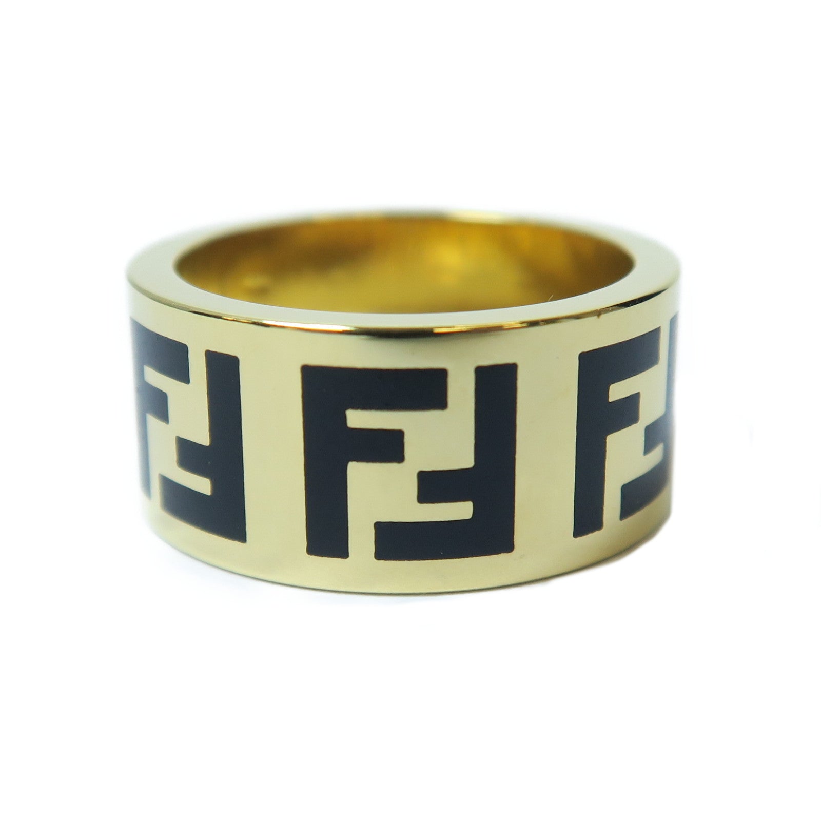 FENDI 金屬Ring戒指金色/黑色Fendi#L/US#8