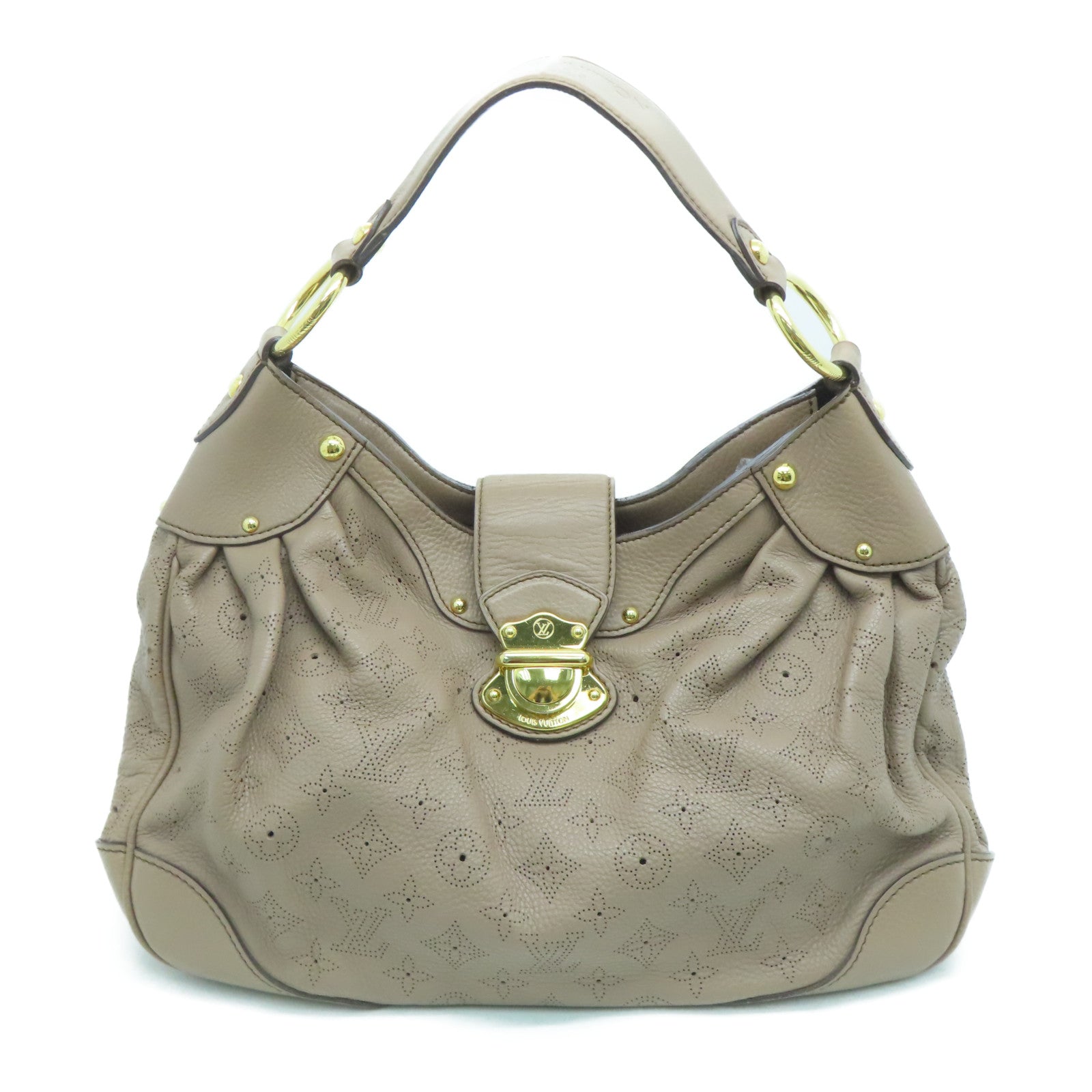 LOUIS VUITTON Mahina Solar PM Shoulder Bag金扣肩背袋杏色
