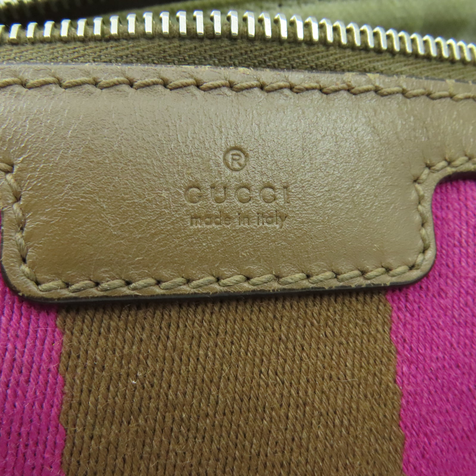 GUCCI 帆布2 Way Shoulder金扣手挽袋啡色/粉紅色
