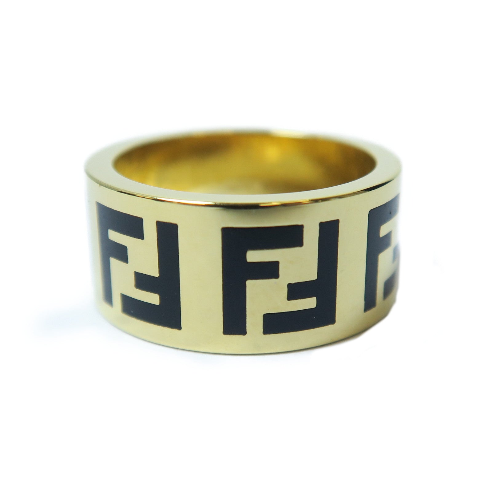 FENDI 金屬Ring戒指金色/黑色Fendi#L/US#8
