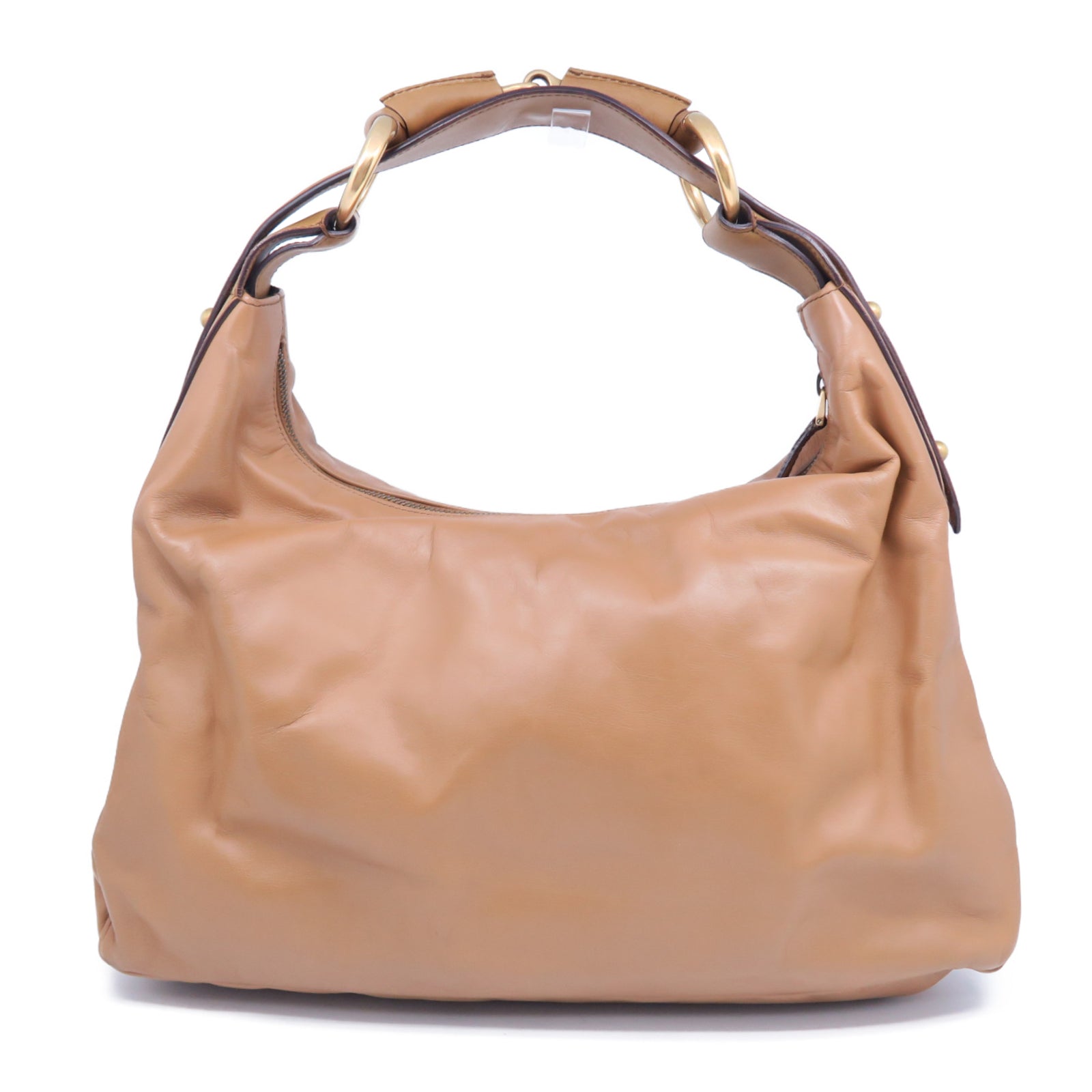 GUCCI 牛皮皮革Horsebit Hobo Bag金扣肩背袋啡色