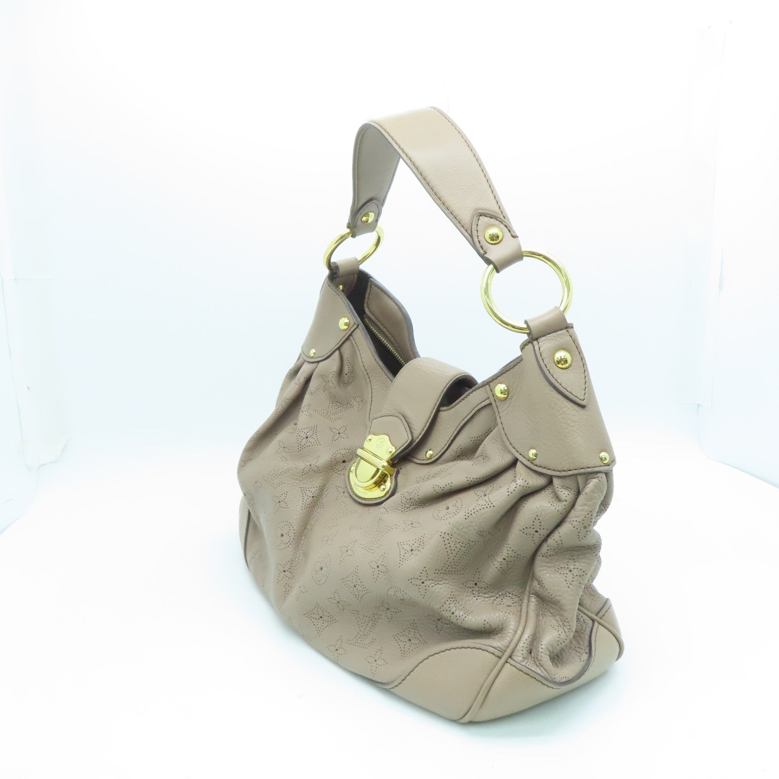 LOUIS VUITTON Mahina Solar PM Shoulder Bag金扣肩背袋杏色