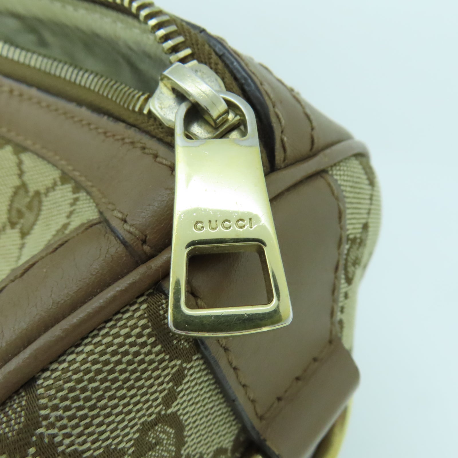 GUCCI 帆布2 Way Shoulder金扣手挽袋啡色/粉紅色