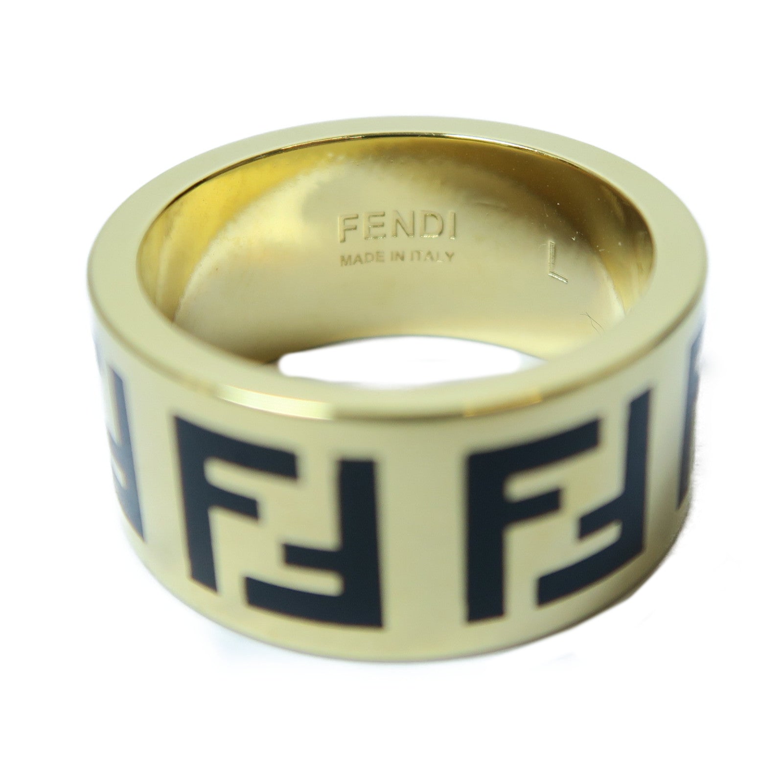 FENDI 金屬Ring戒指金色/黑色Fendi#L/US#8