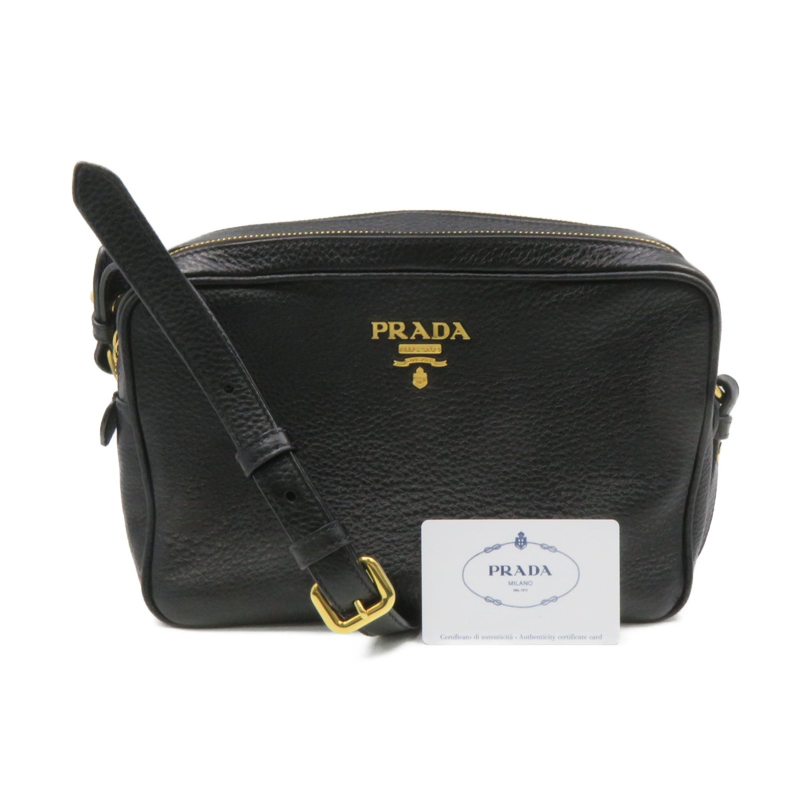 PRADA 牛皮皮革Vitello Phenix Shoulder Bag肩背袋黑色