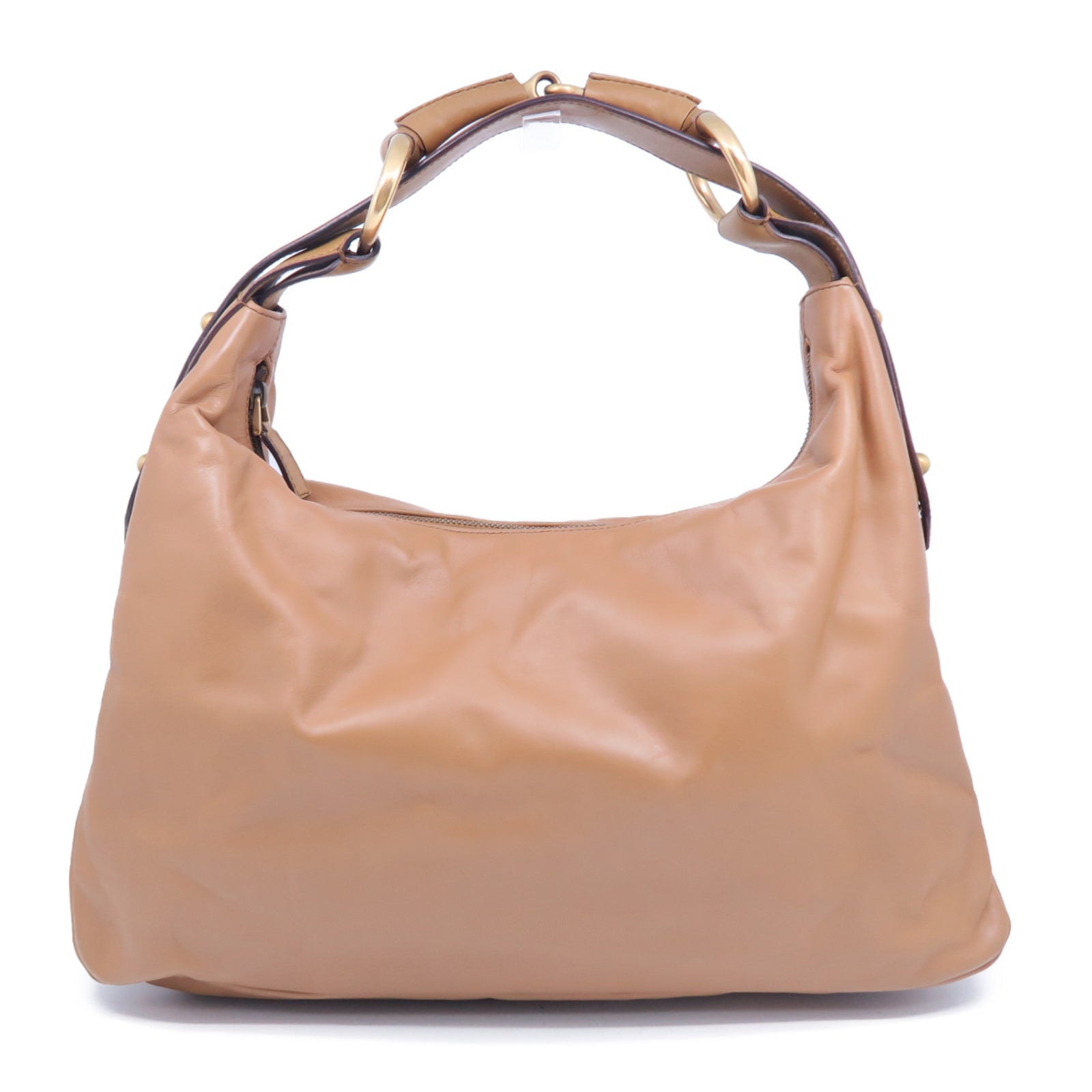 GUCCI 牛皮皮革Horsebit Hobo Bag金扣肩背袋啡色