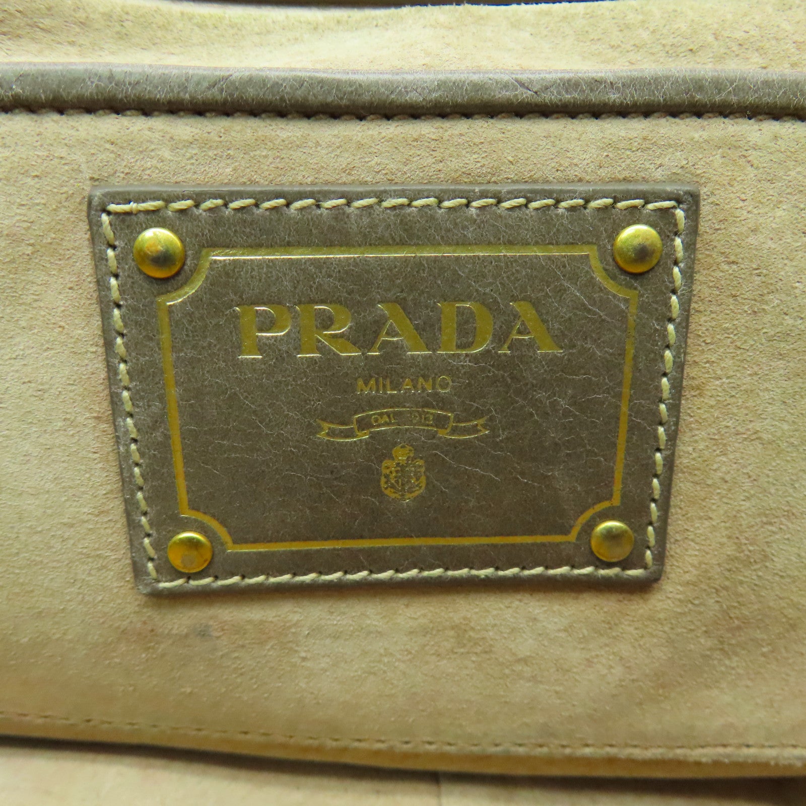 PRADA 牛皮皮革Chain Shoulder金扣鏈帶肩背袋灰色
