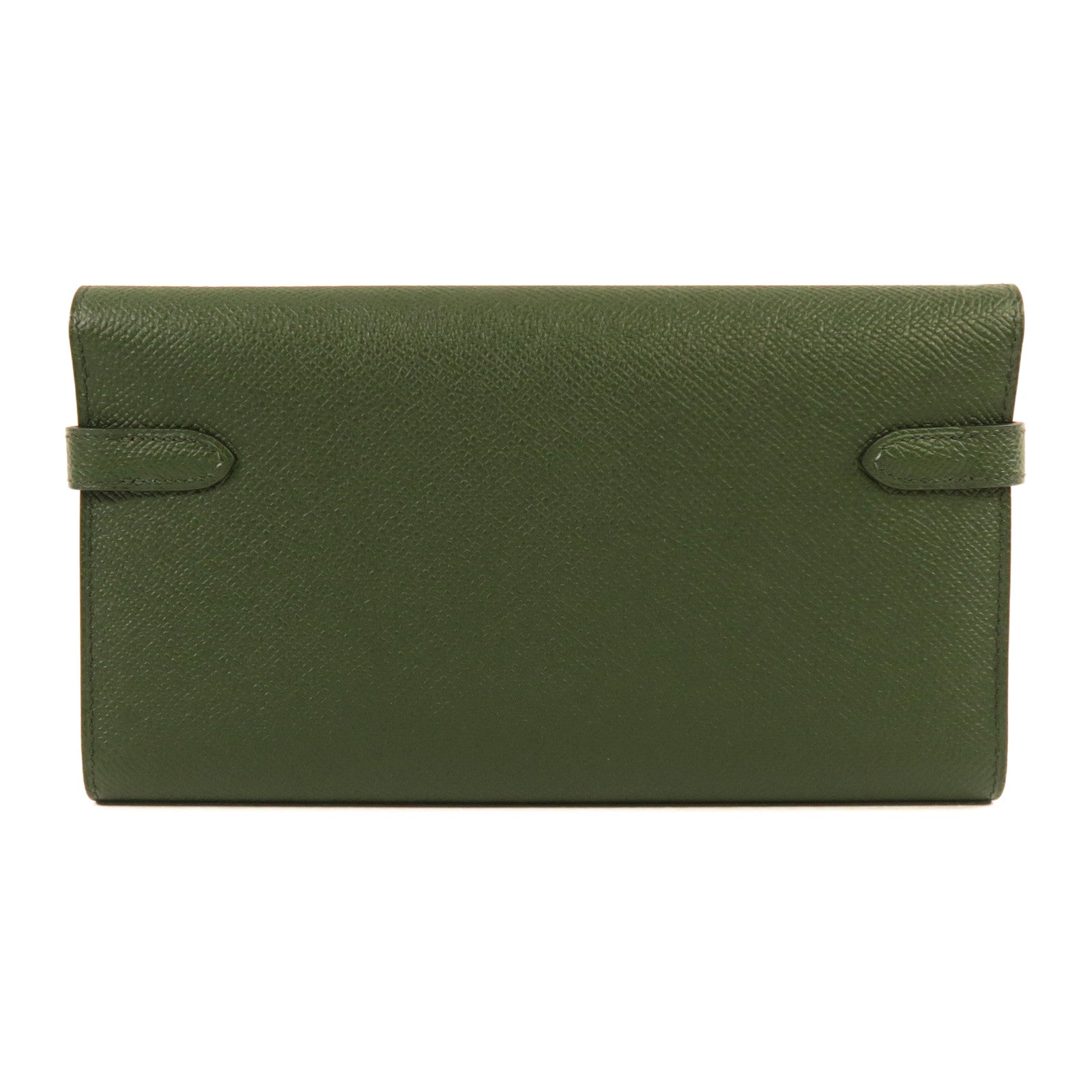 HERMES Epsom皮革Kelly Long Wallet銀扣長錢包英國綠色