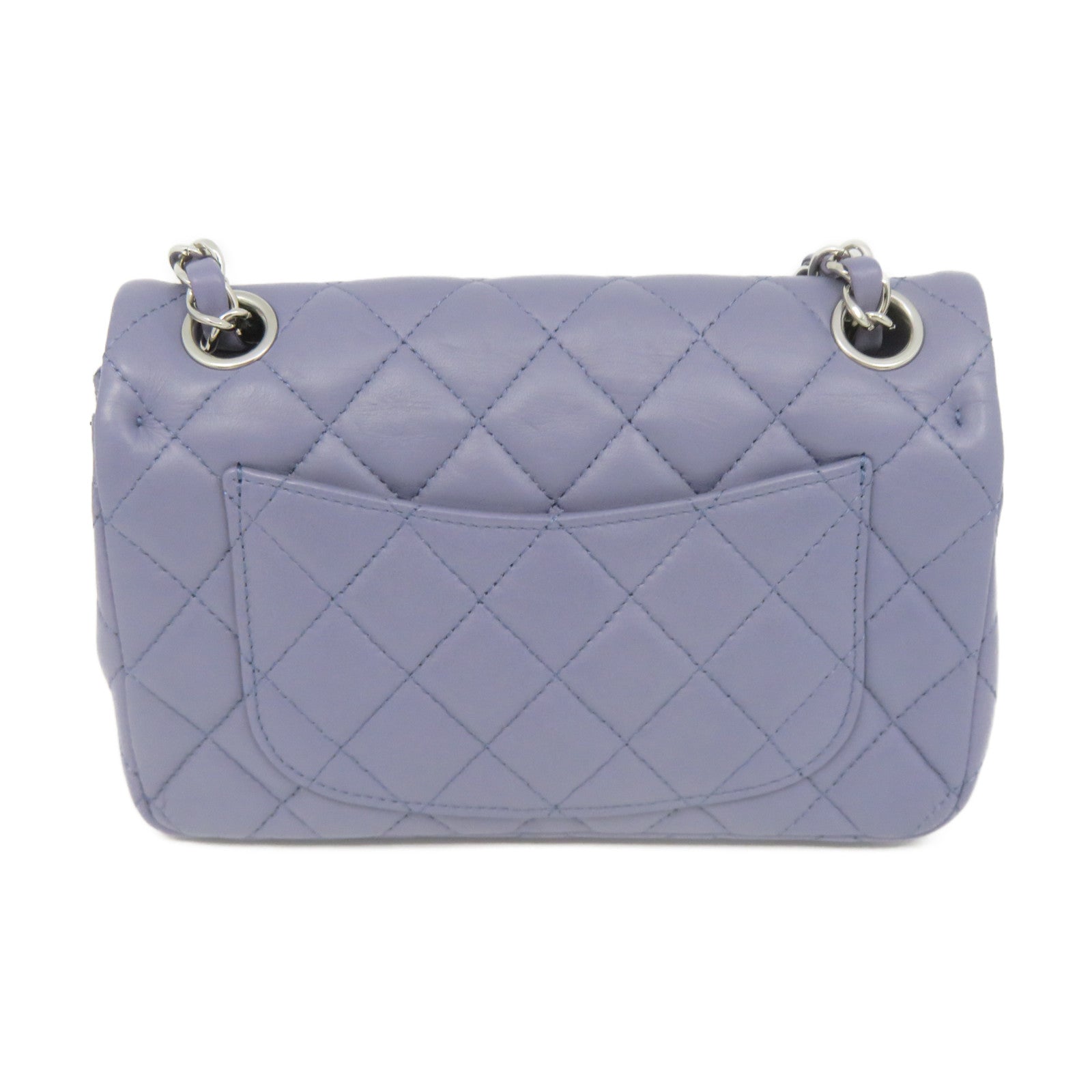 CHANEL rhombic sheepskin leather Classic Chain Shoulder Bag silver buckle chain shoulder bag light purple