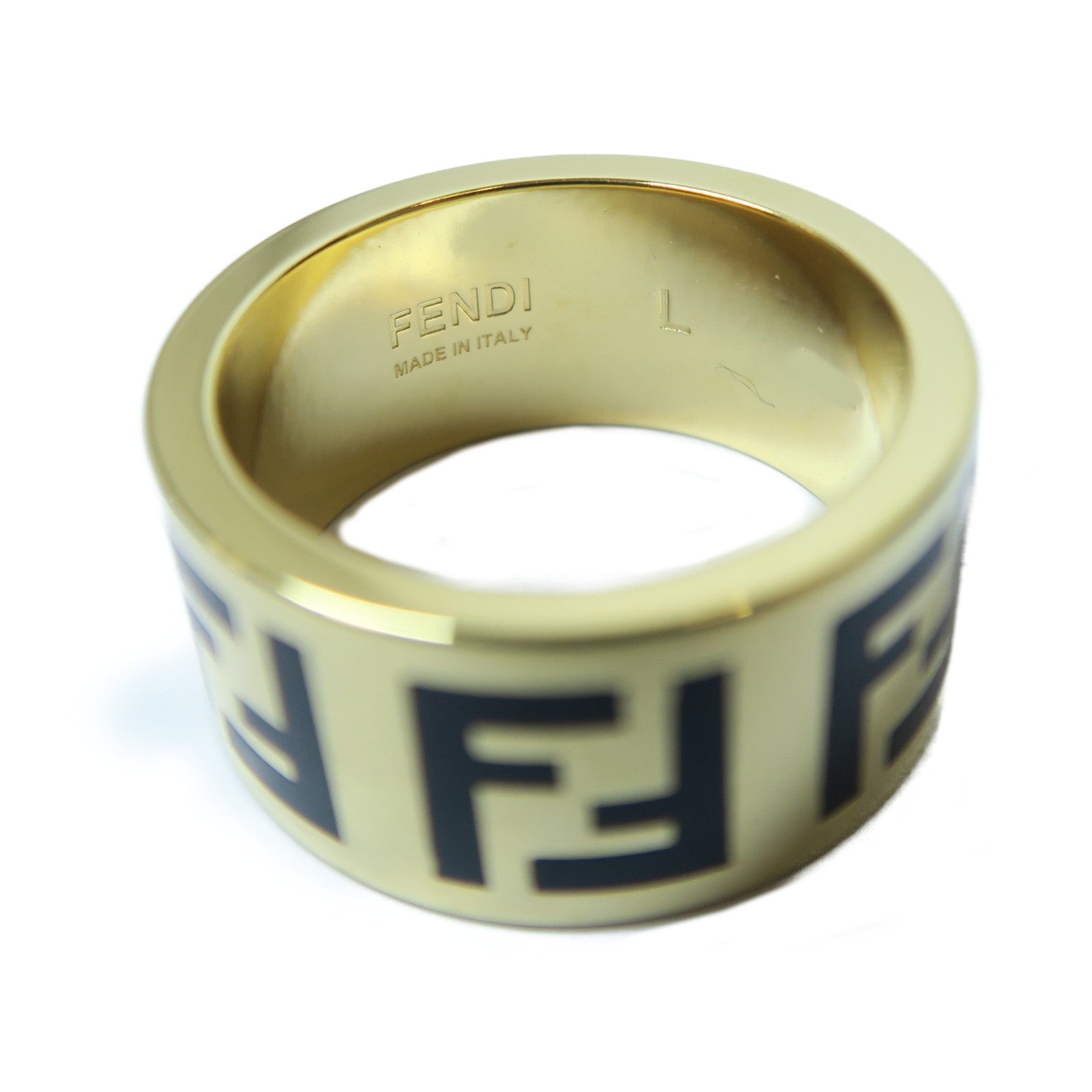 FENDI 金屬Ring戒指金色/黑色Fendi#L/US#8