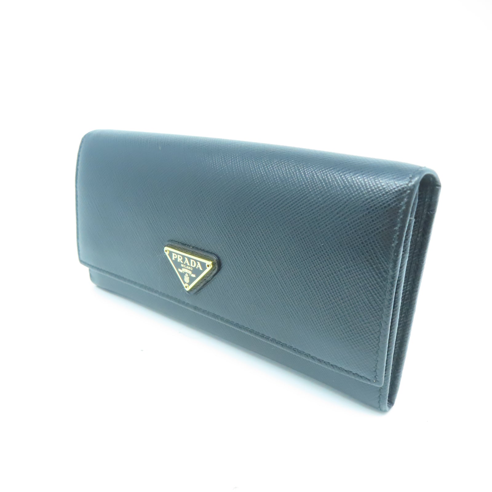 PRADA 牛皮皮革Long wallet金扣長錢包黑色