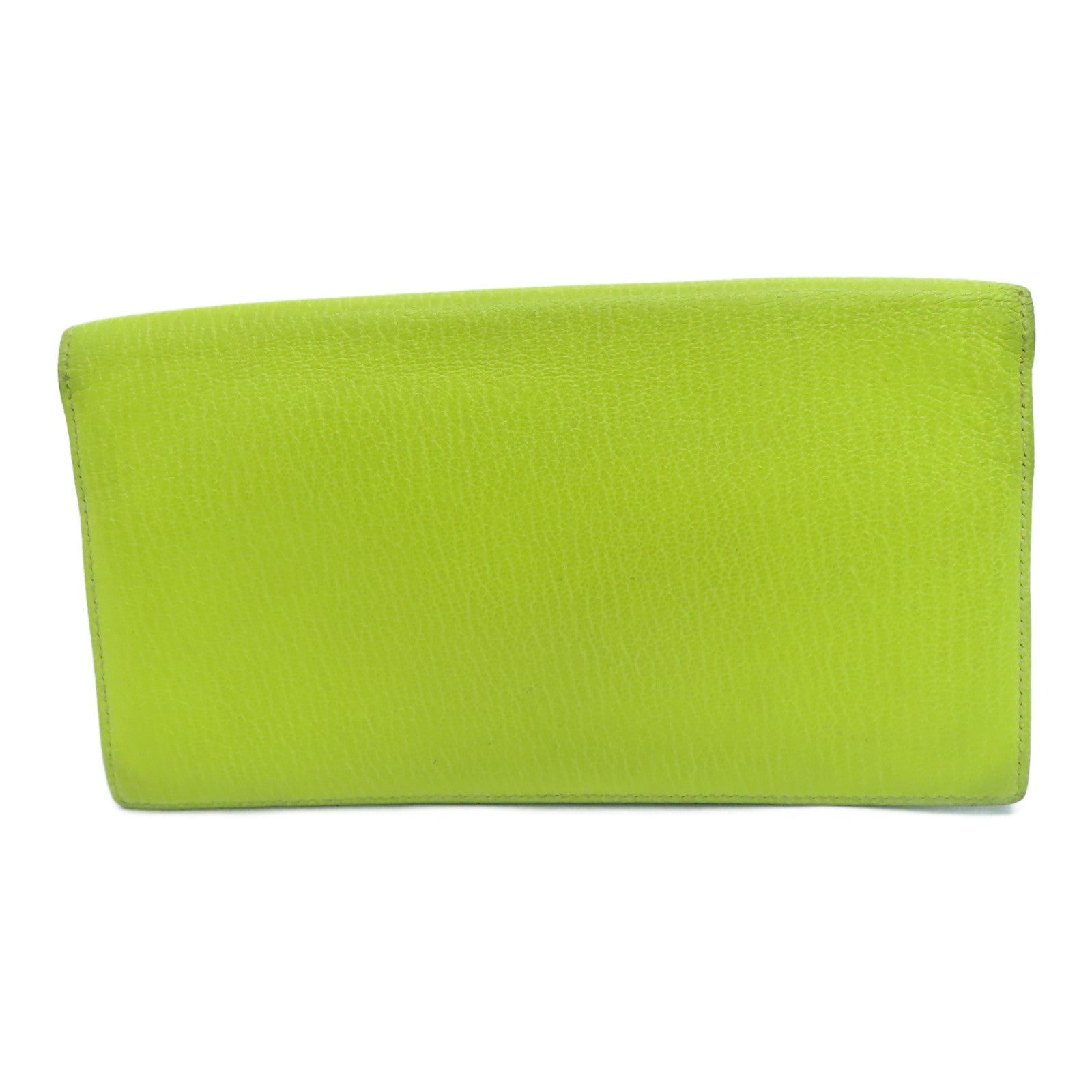 HERMES Chevre皮革H Dot Evelyne Wallet长钱包Lime黄色