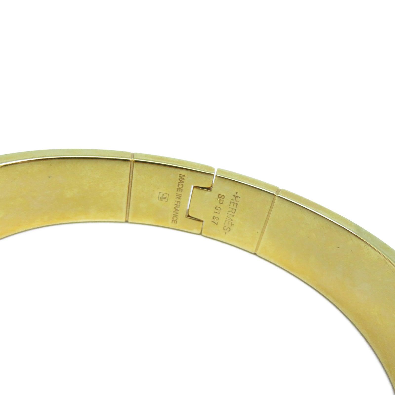 HERMES 金屬Charniere Narrow Bangle手鐲藍色/金色