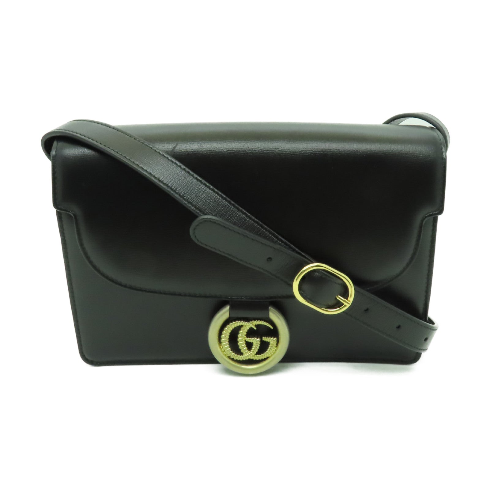 GUCCI 【激減優惠】牛皮皮革Shoulder Bag金扣肩背袋黒色