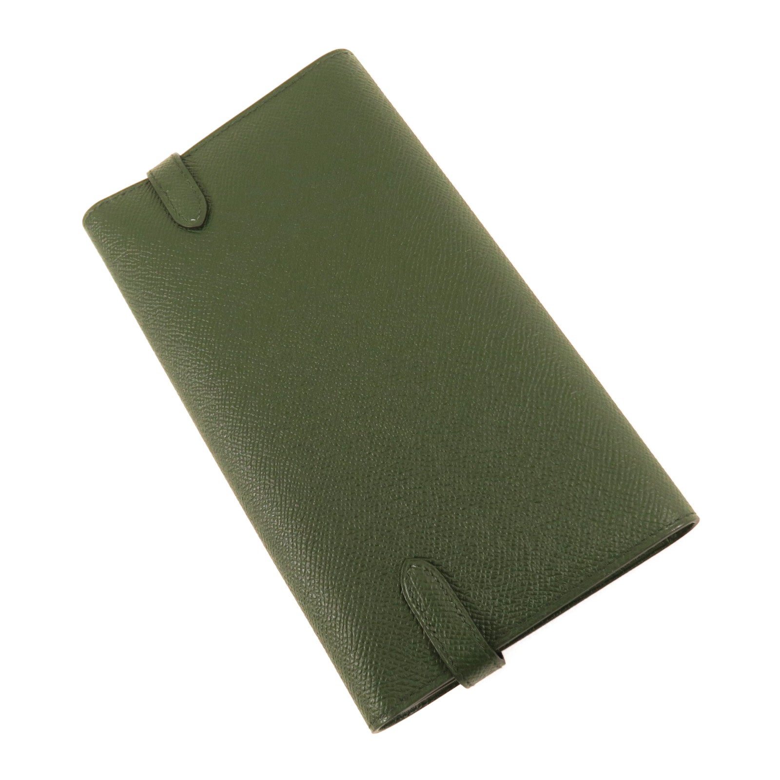 HERMES Epsom皮革Kelly Long Wallet銀扣長錢包英國綠色