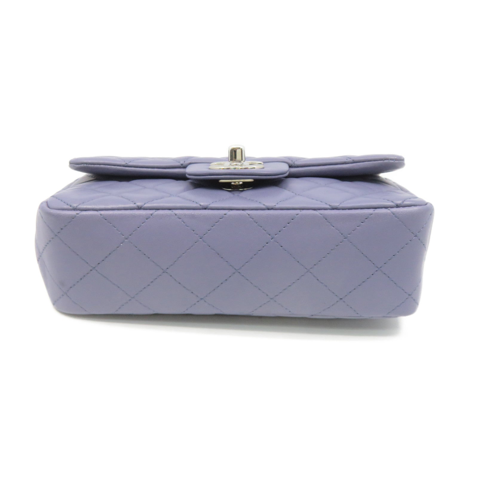 CHANEL rhombic sheepskin leather Classic Chain Shoulder Bag silver buckle chain shoulder bag light purple