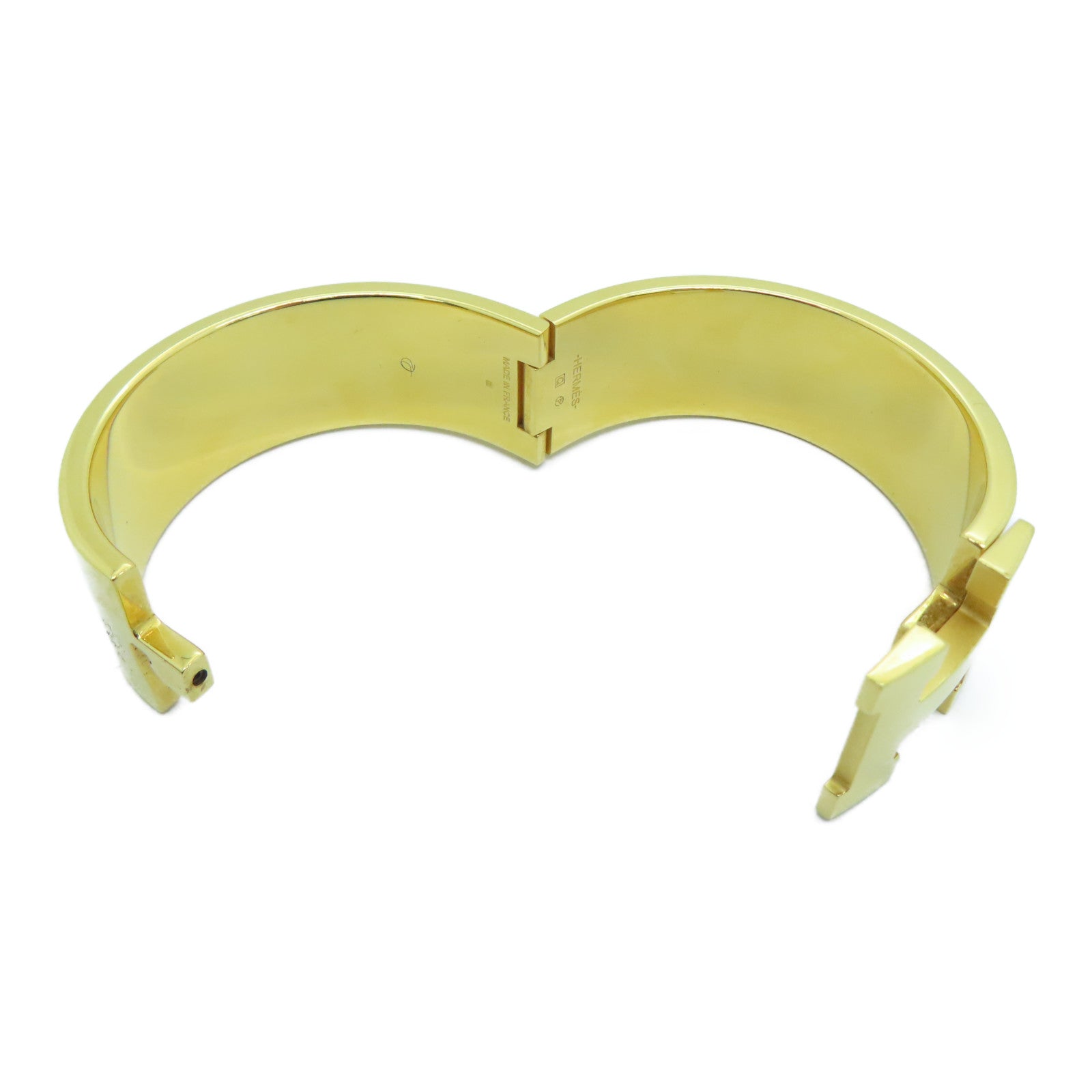 HERMES Metal Clic-Clac H Bracelet Gold Buckle Grip Pink