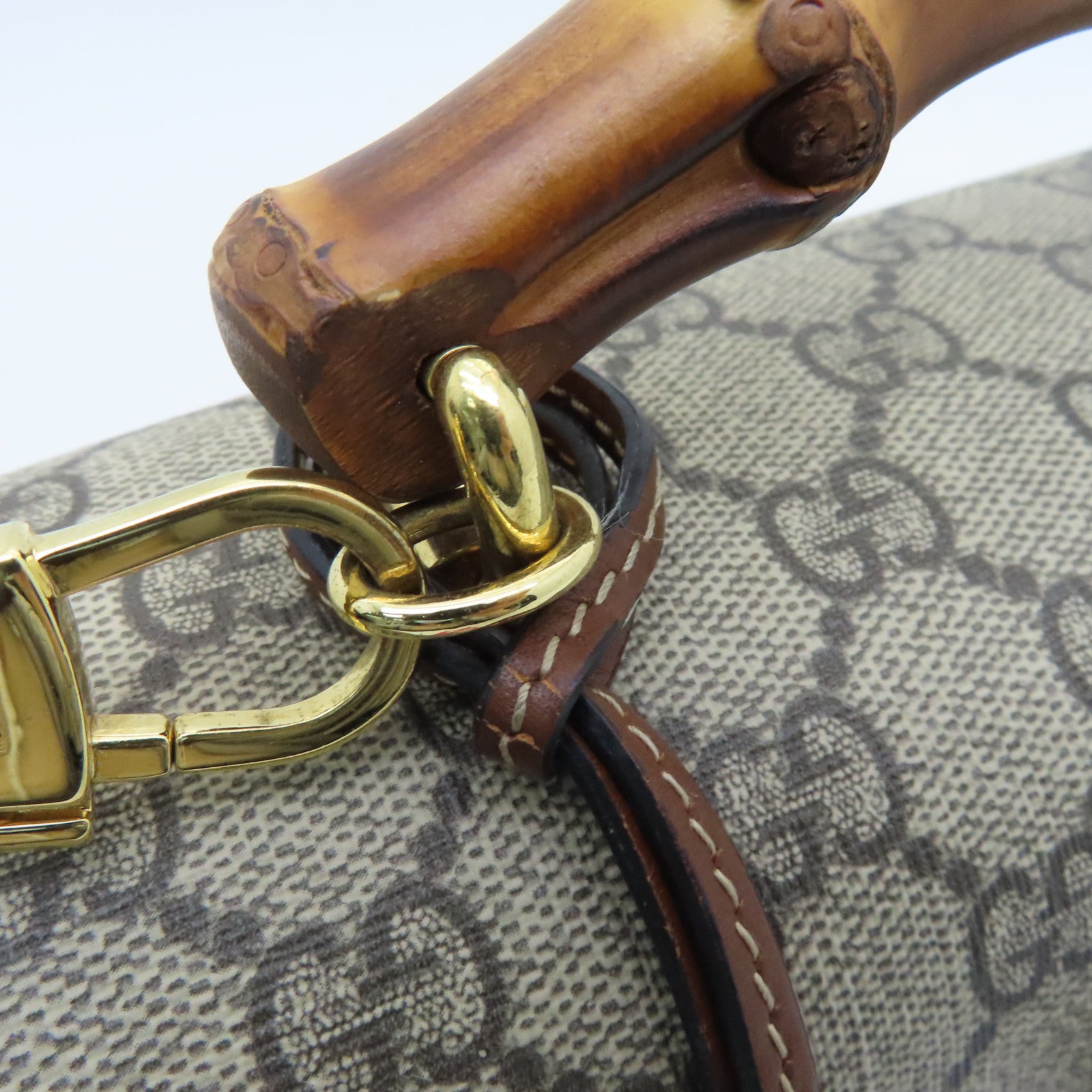 GUCCI Coated Canvas Padlock Chain Shoulder Bag Gold Buckle Hand Chain Belt Shoulder Bag Brown