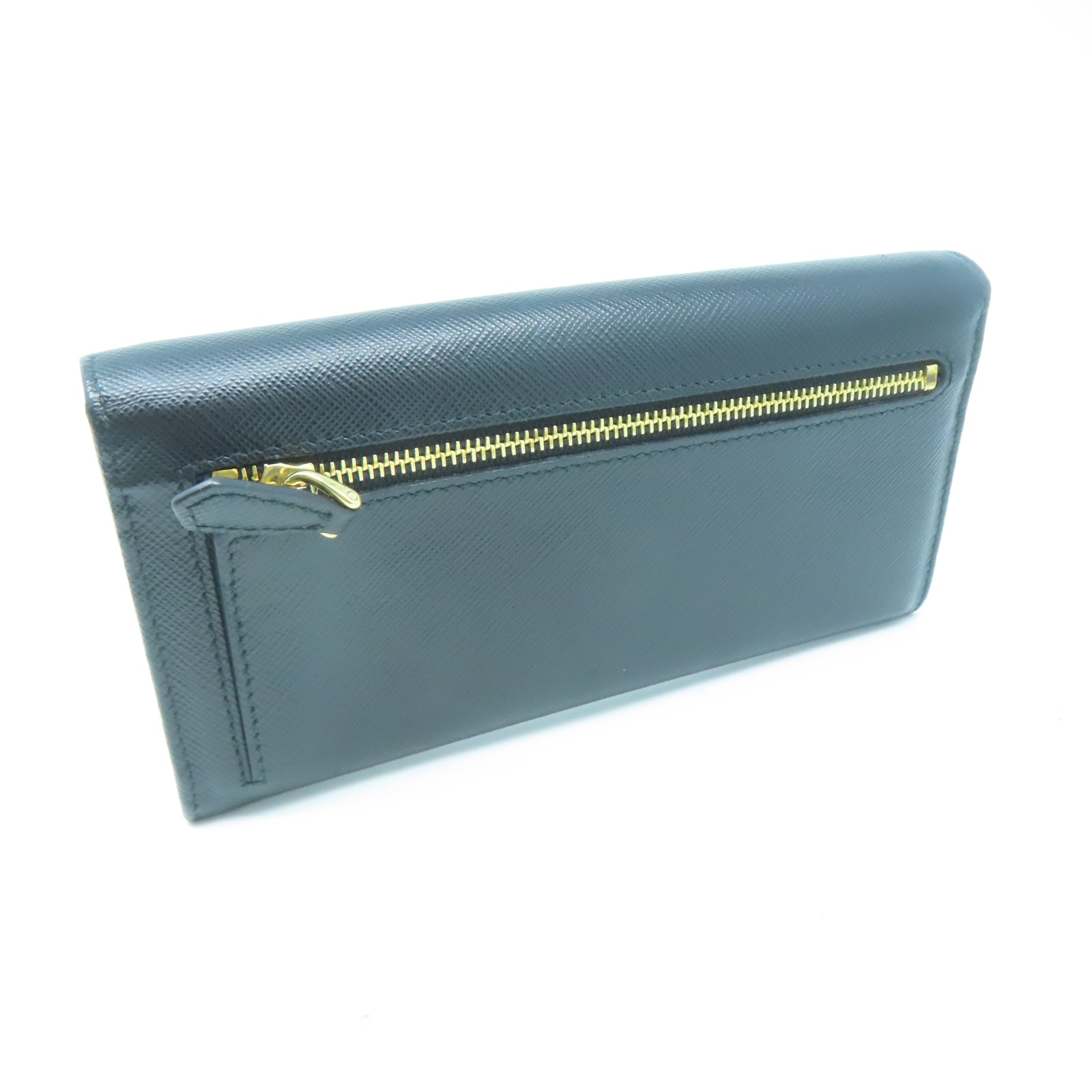 PRADA 牛皮皮革Long wallet金扣長錢包黑色