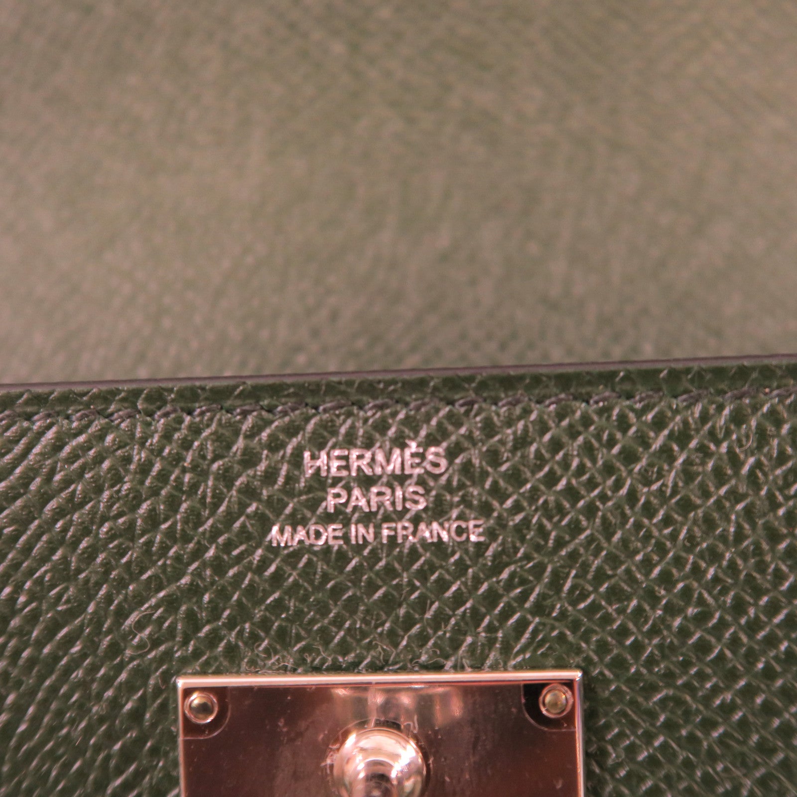 HERMES Epsom皮革Kelly Long Wallet銀扣長錢包英國綠色