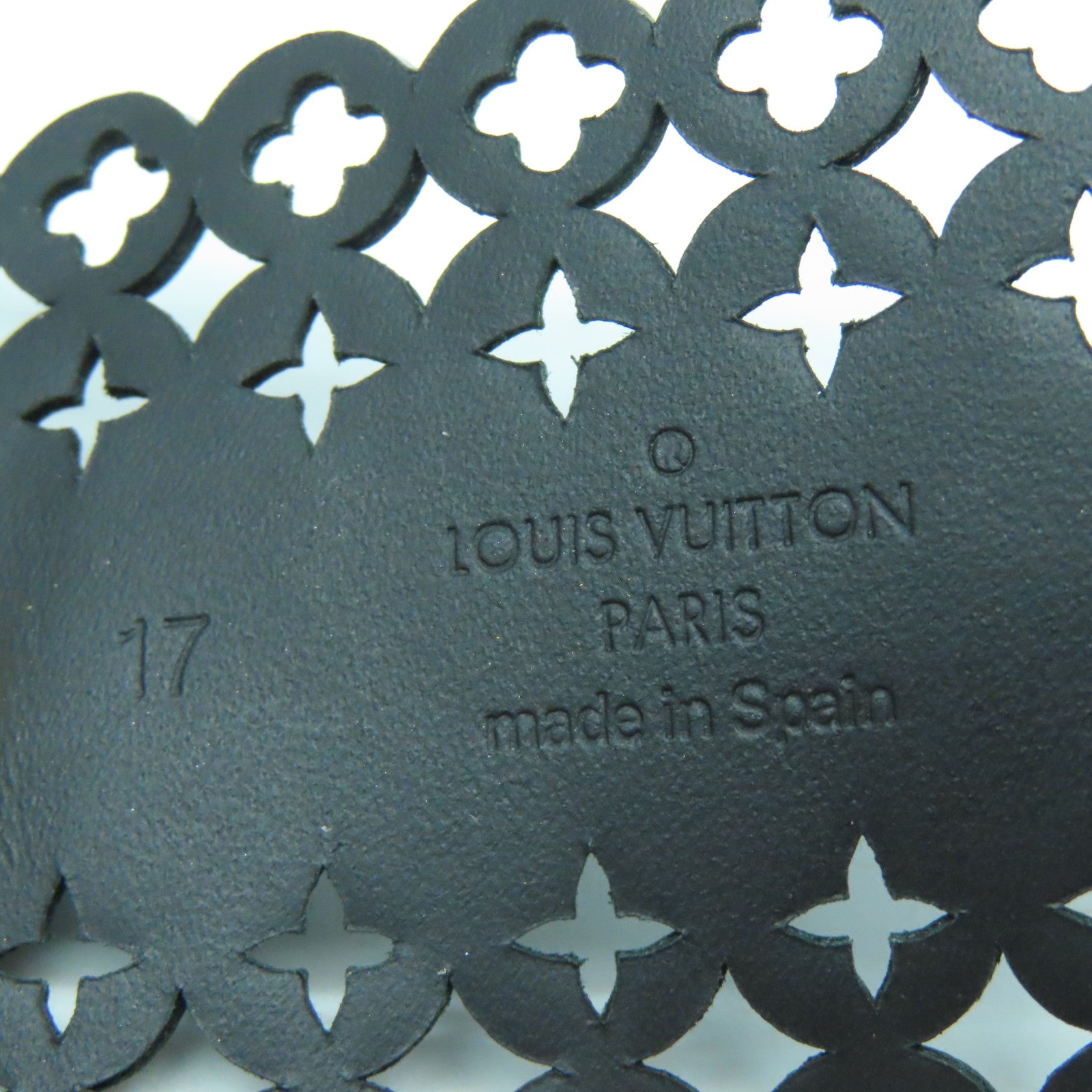 LOUIS VUITTON 牛皮皮革Bracelet金扣手链黑色#17