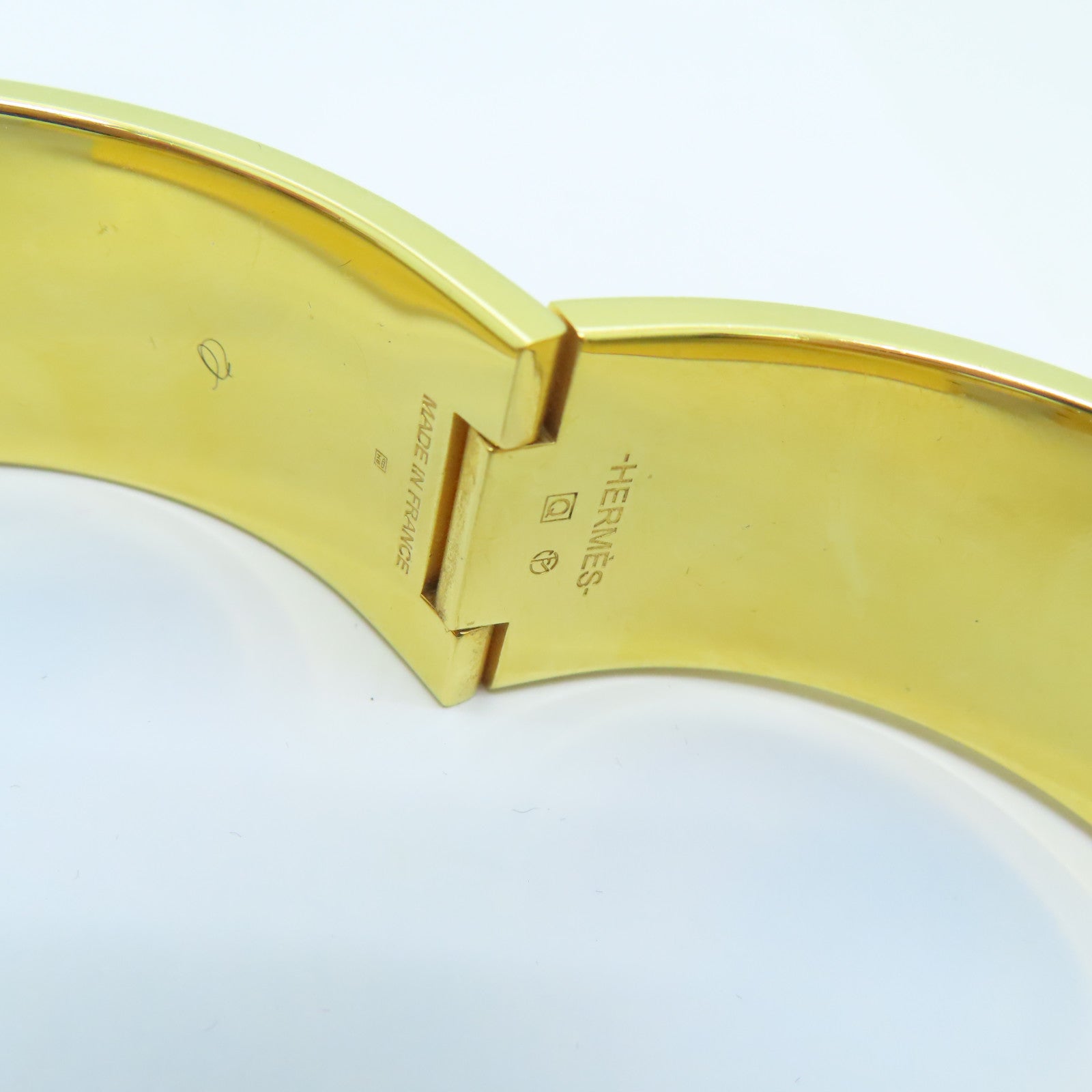 HERMES Metal Clic-Clac H Bracelet Gold Buckle Grip Pink