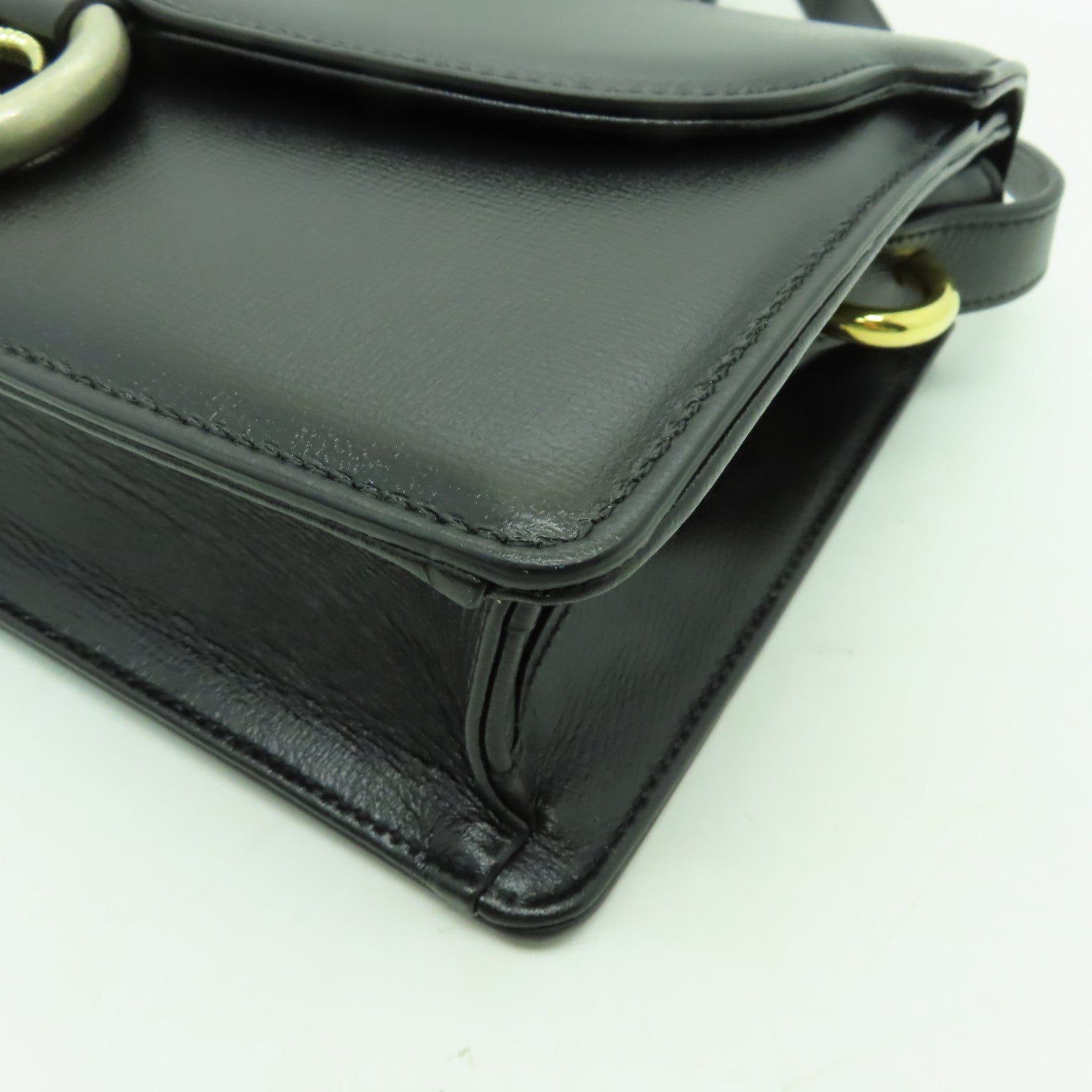 GUCCI 【激減優惠】牛皮皮革Shoulder Bag金扣肩背袋黒色